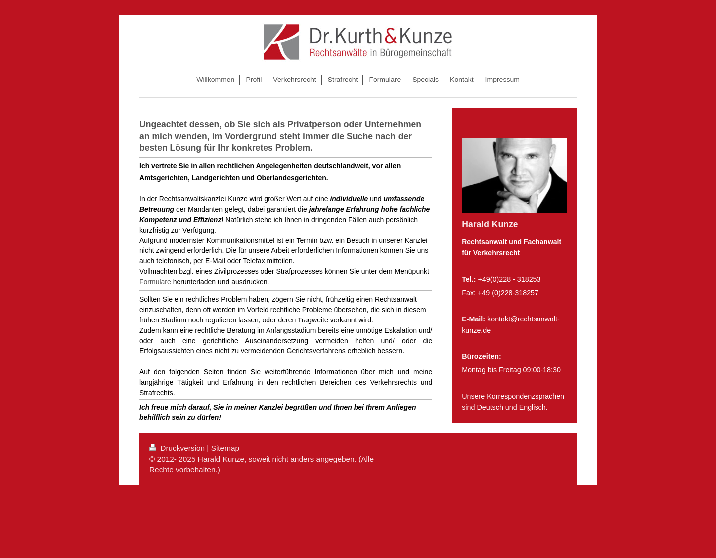 Aktuelle Website-Vorschau von Rechtsanwaltskanzlei Kunze