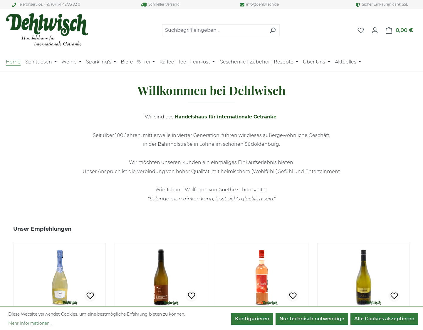 Aktuelle Website-Vorschau von Dehlwisch Getraenkehandelshaus