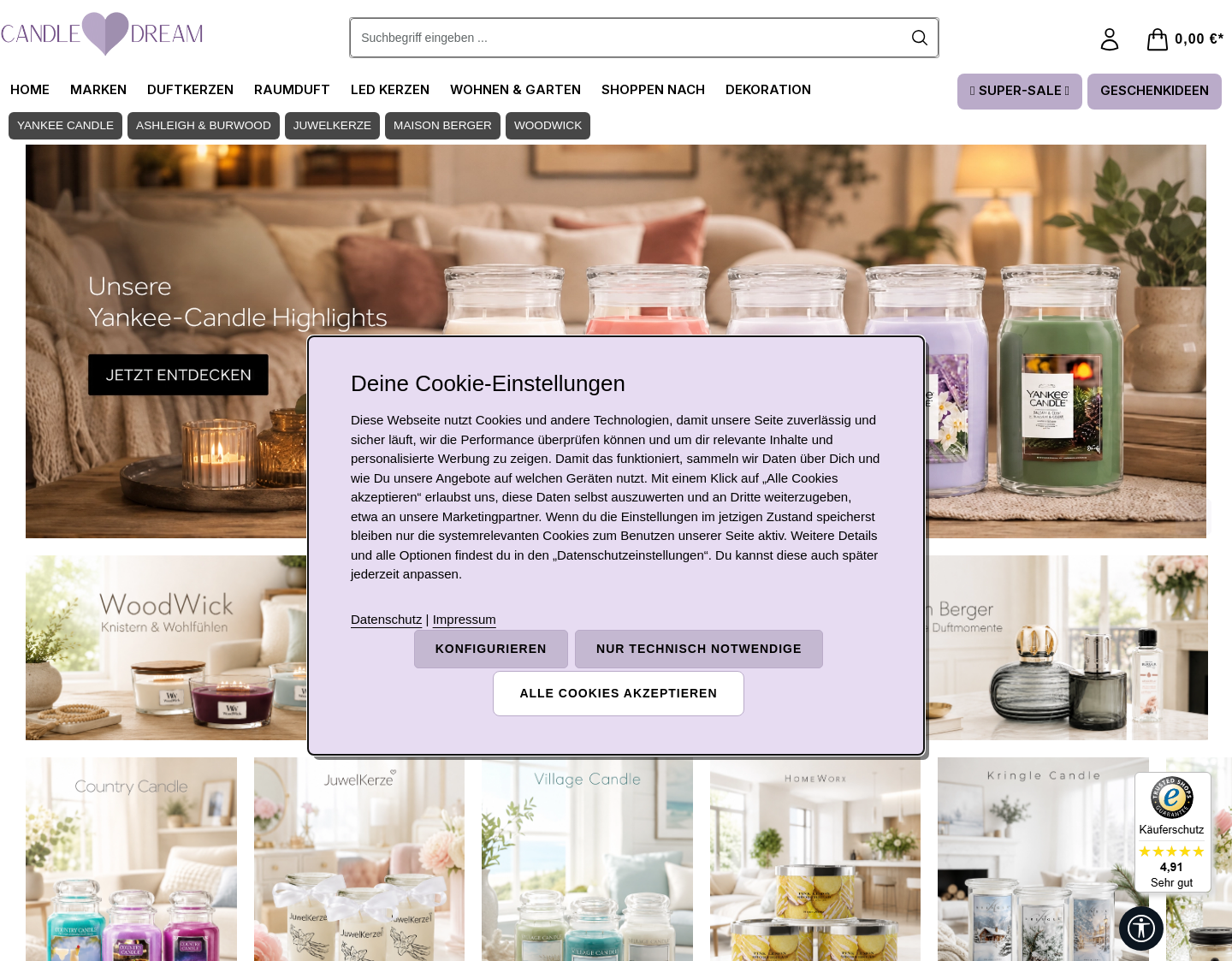 Aktuelle Website-Vorschau von Candle-Dream