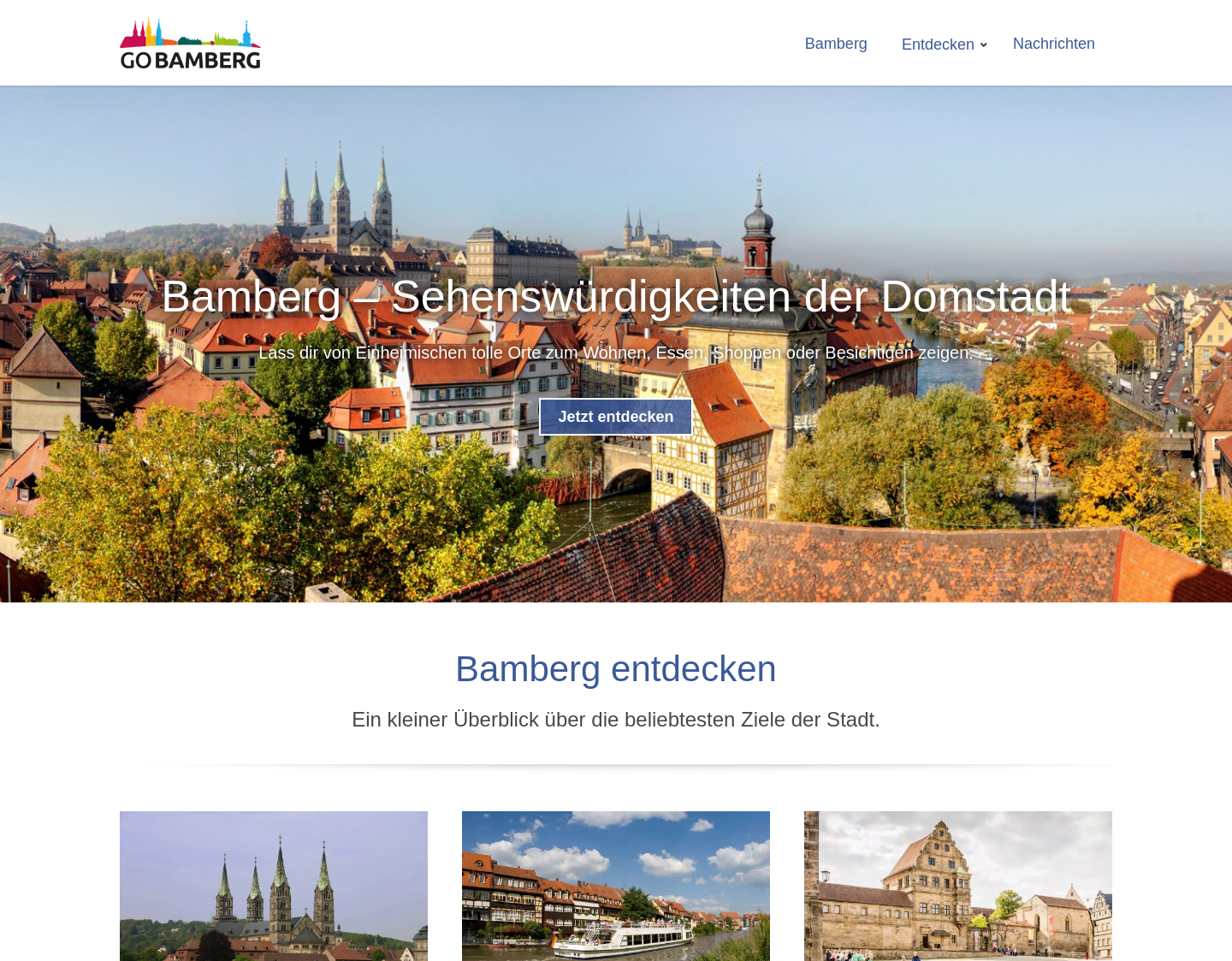 Aktuelle Website-Vorschau von Bamberg und seine Universitäten