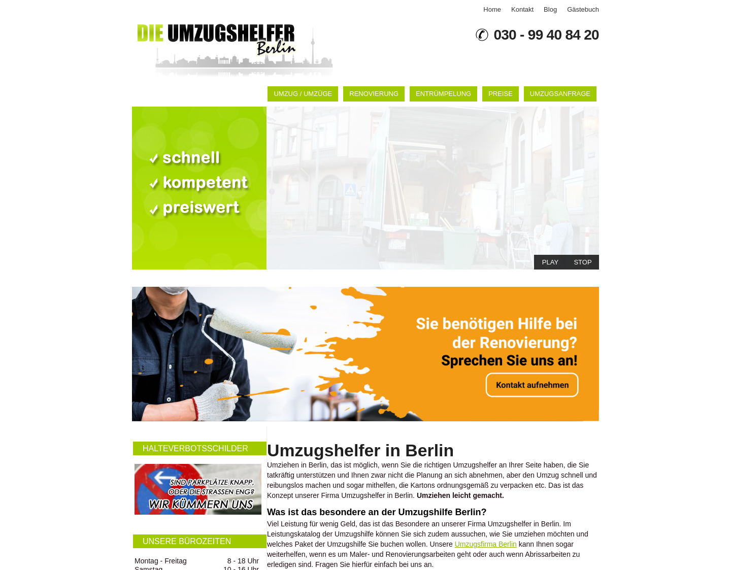 Aktuelle Website-Vorschau von Günstige Umzugshelfer in Berlin