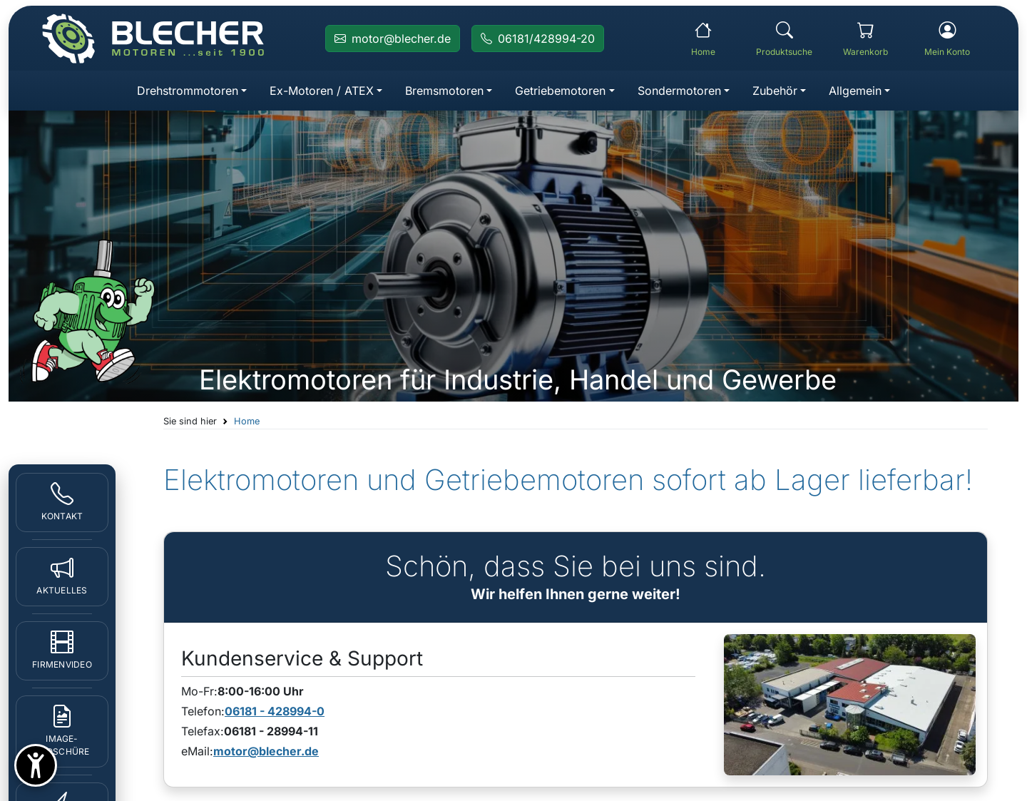 Aktuelle Website-Vorschau von Motoren und Generatoren von Blecher