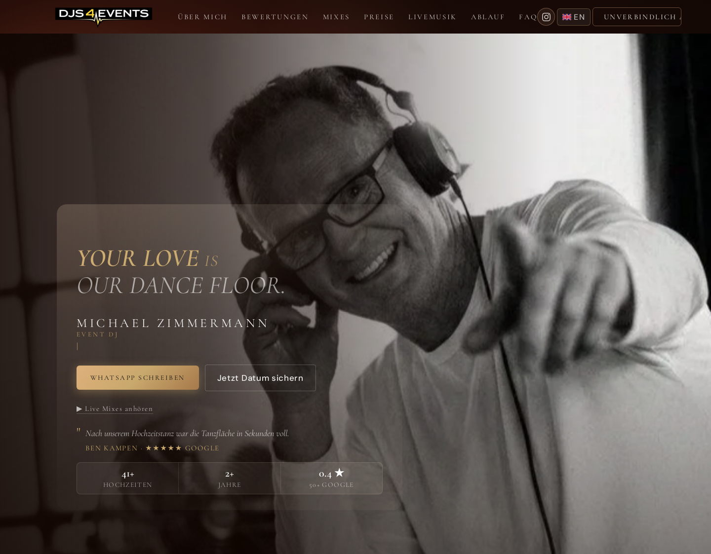 Aktuelle Website-Vorschau von djs4events.de » DJ München Service