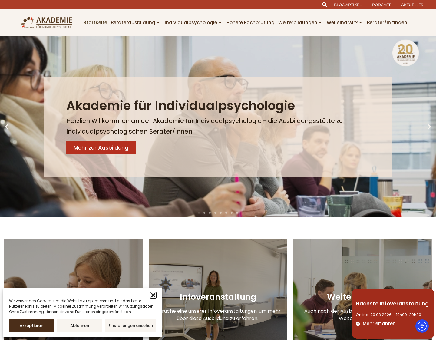 Aktuelle Website-Vorschau von Psychologie Ausbildung