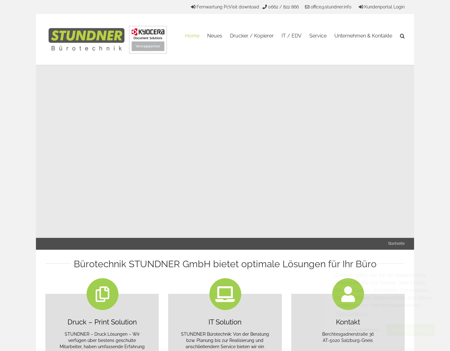 Aktuelle Website-Vorschau von Bürotechnik STUNDNER in Salzburg