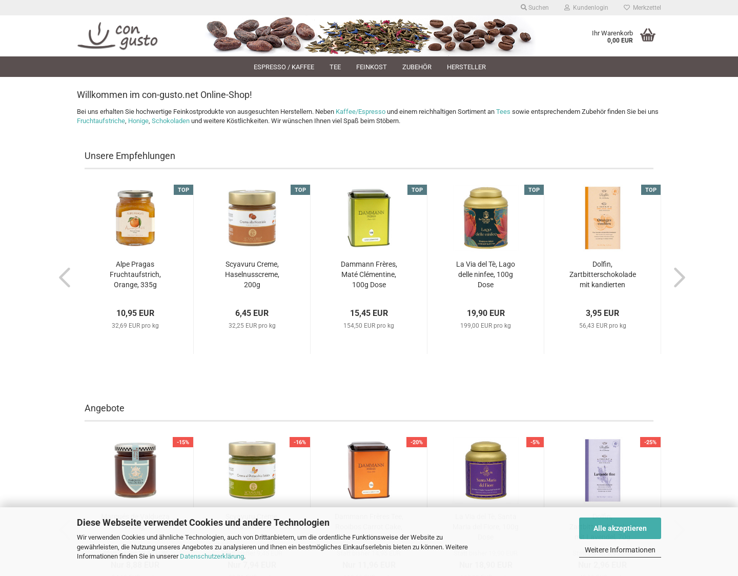 Aktuelle Website-Vorschau von con-gusto.net - Online-Shop