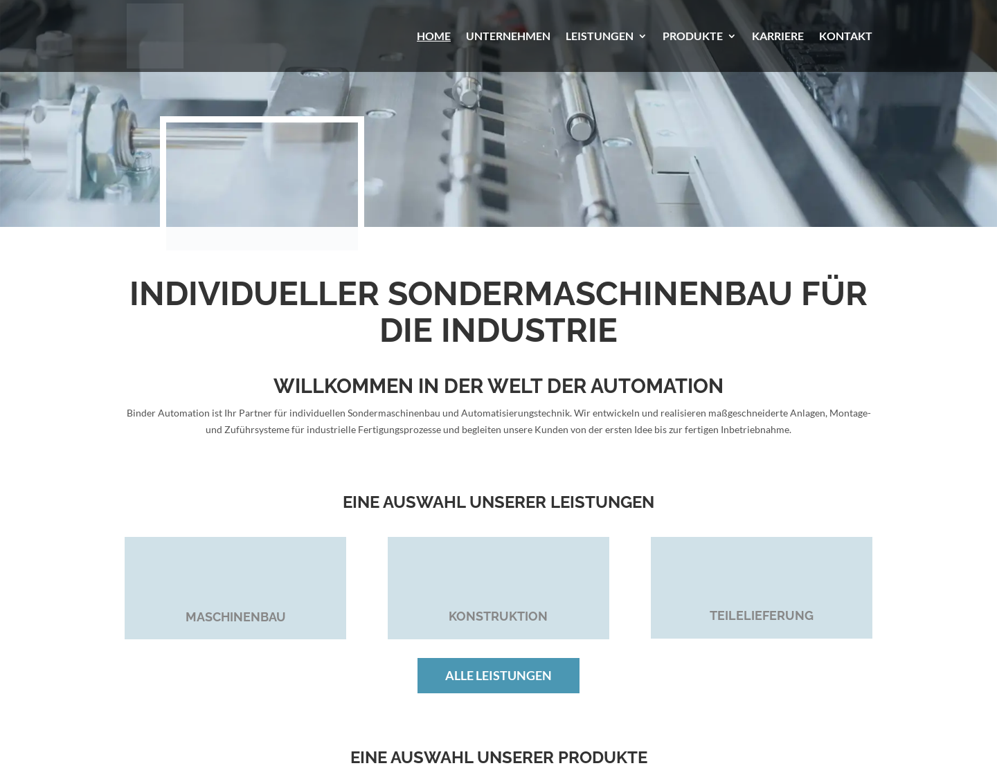 Aktuelle Website-Vorschau von Binder Automation Sondermaschinenbau