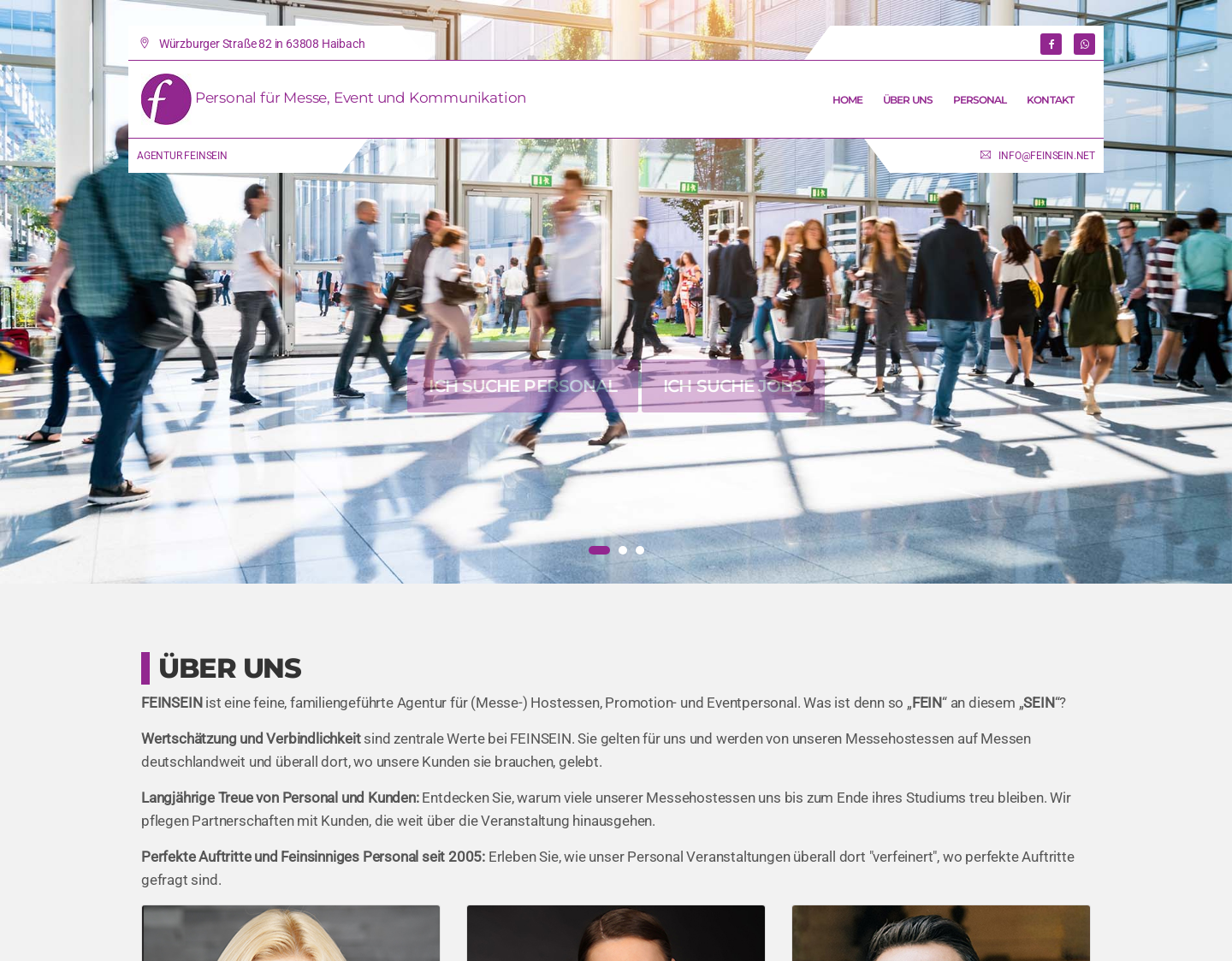 Aktuelle Website-Vorschau von Messe- und Eventpersonal Feinsein