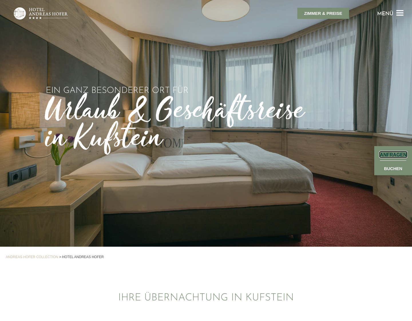 Aktuelle Website-Vorschau von Hotel & Wirtshaus Andreas Hofer