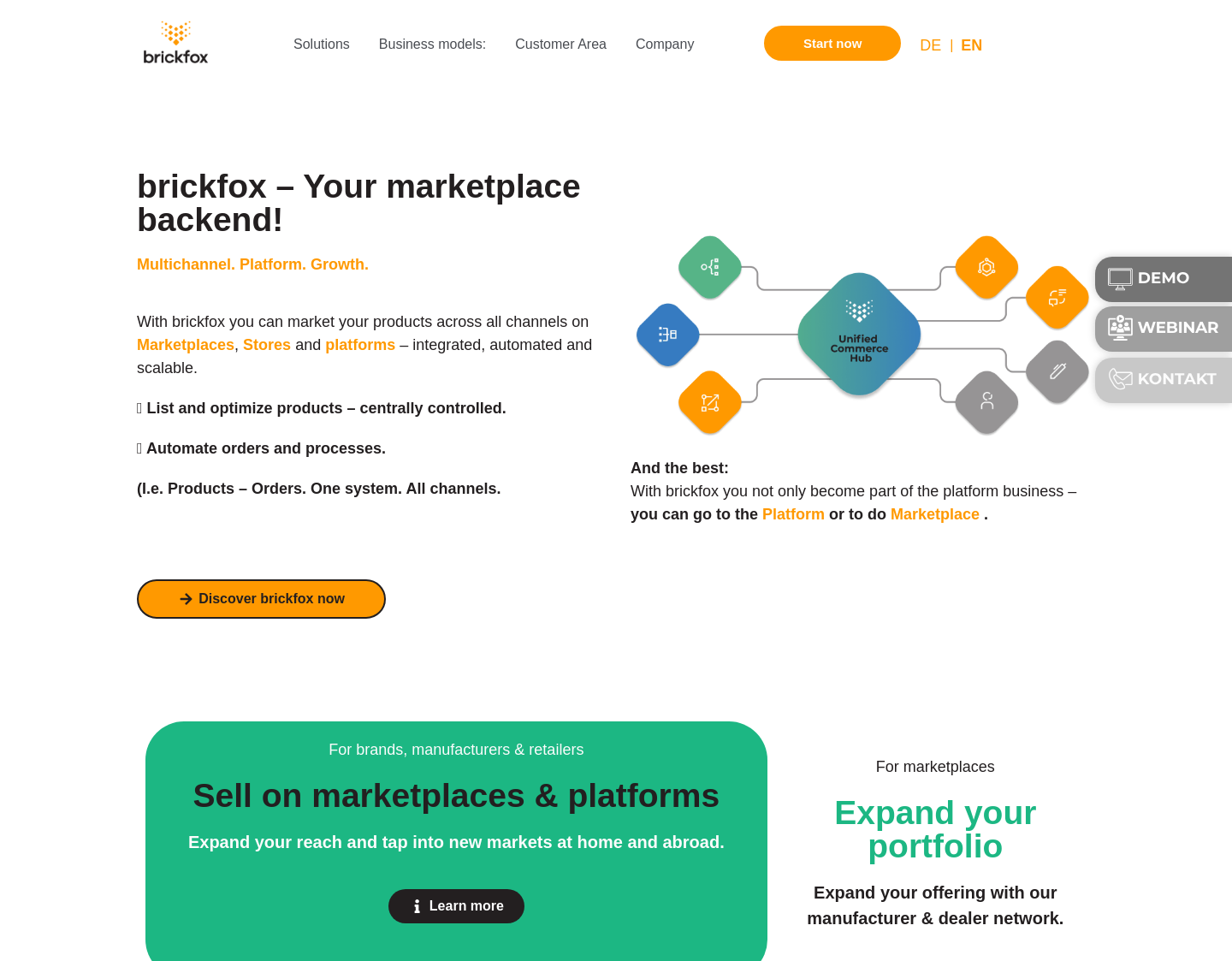 Aktuelle Website-Vorschau von E-Commerce Software-Unternehmen