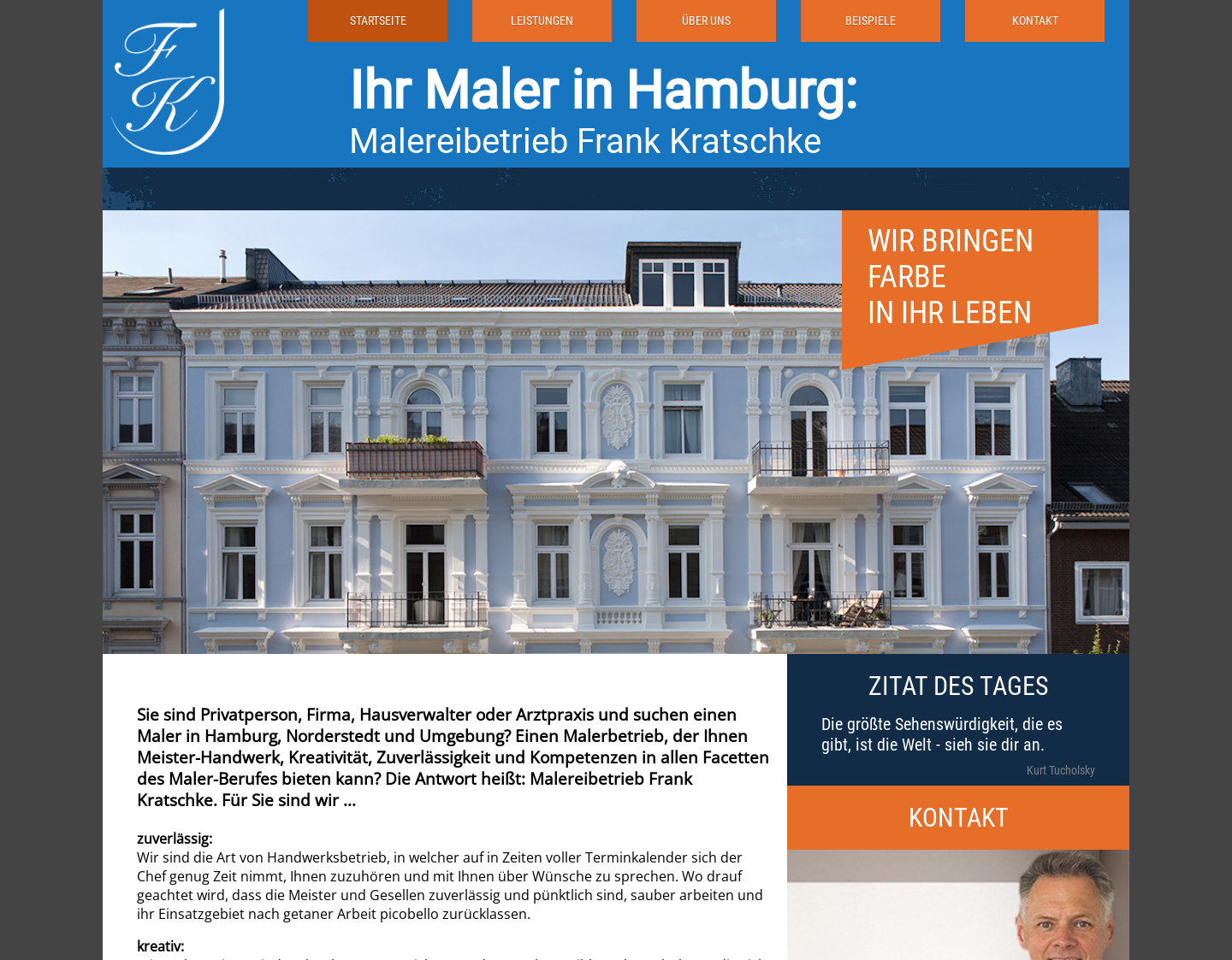 Aktuelle Website-Vorschau von Maler Hamburg: Frank Kratschke GmbH