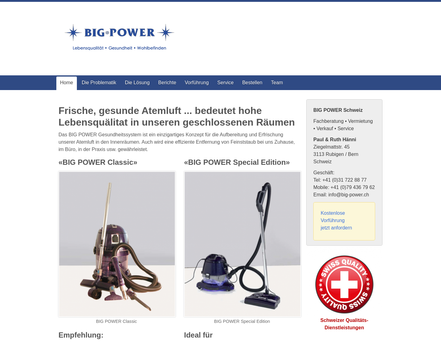 Aktuelle Website-Vorschau von BIG POWER Staubsauger