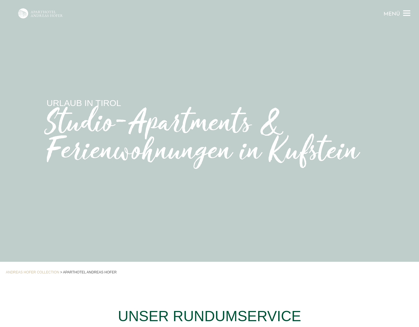 Aktuelle Website-Vorschau von Appartements Andreas Hofer Kufstein
