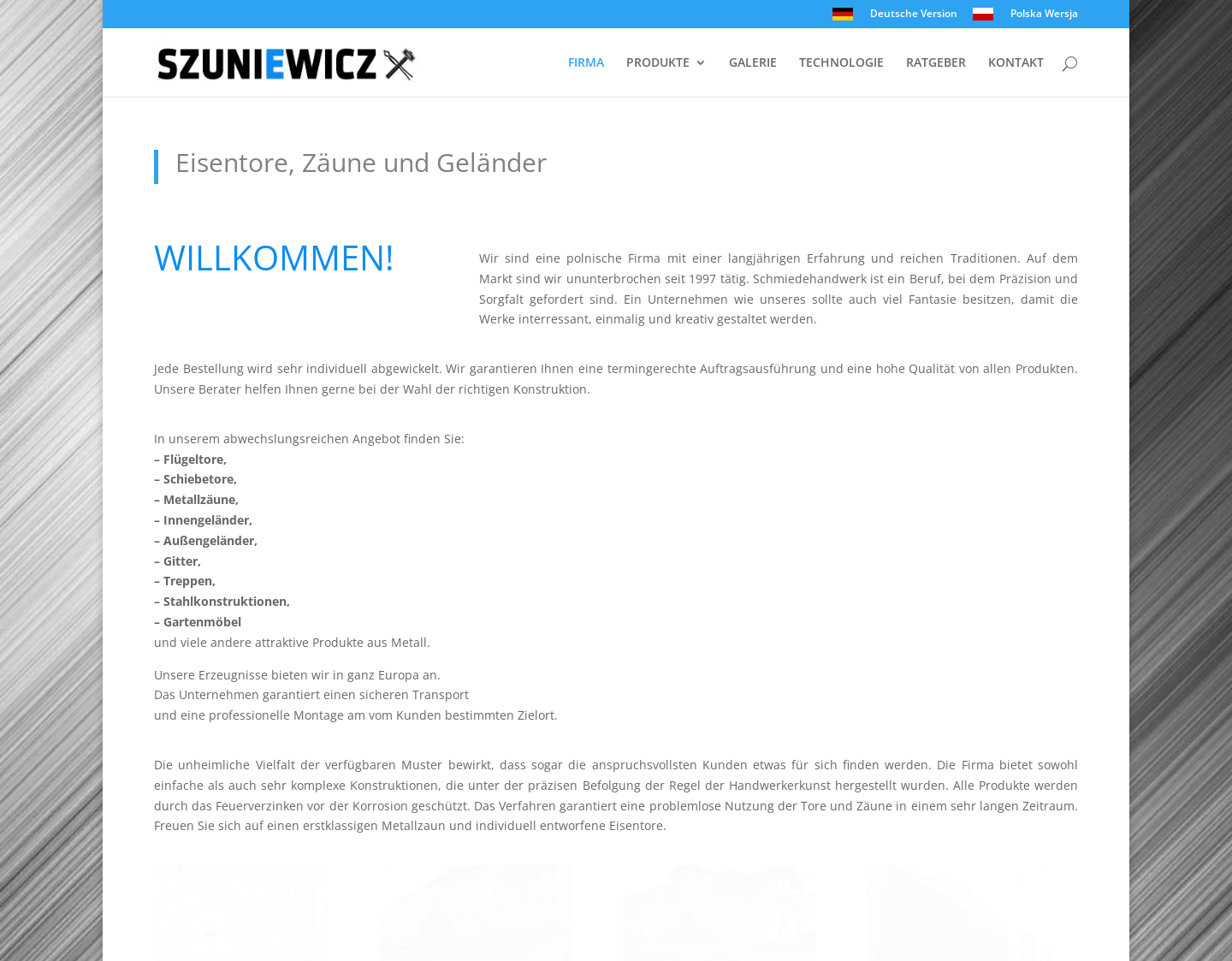 Aktuelle Website-Vorschau von Metallzäune und Eisentore