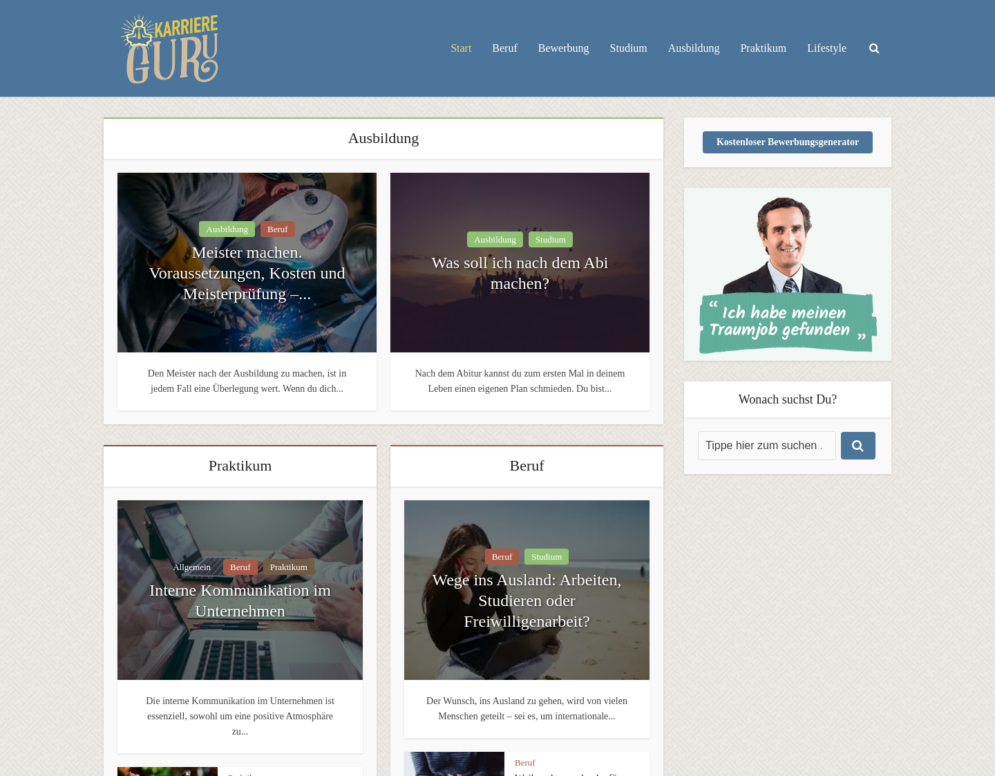 Aktuelle Website-Vorschau von Karriere - Guru