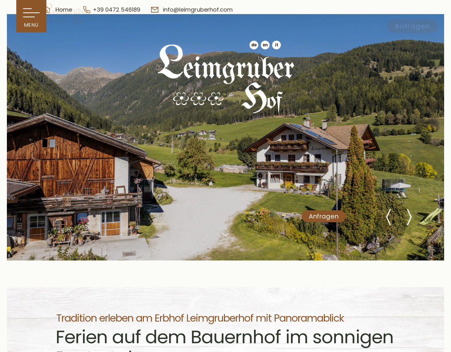 Aktuelle Website-Vorschau von Ferien am Leimgruberhof - Terenten