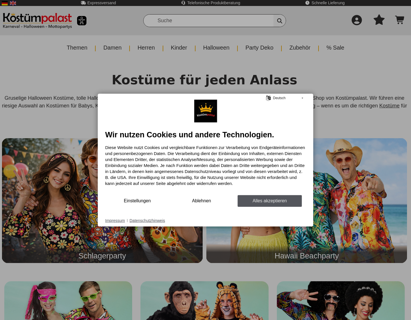 Aktuelle Website-Vorschau von Ihr Kostüm für Karneval