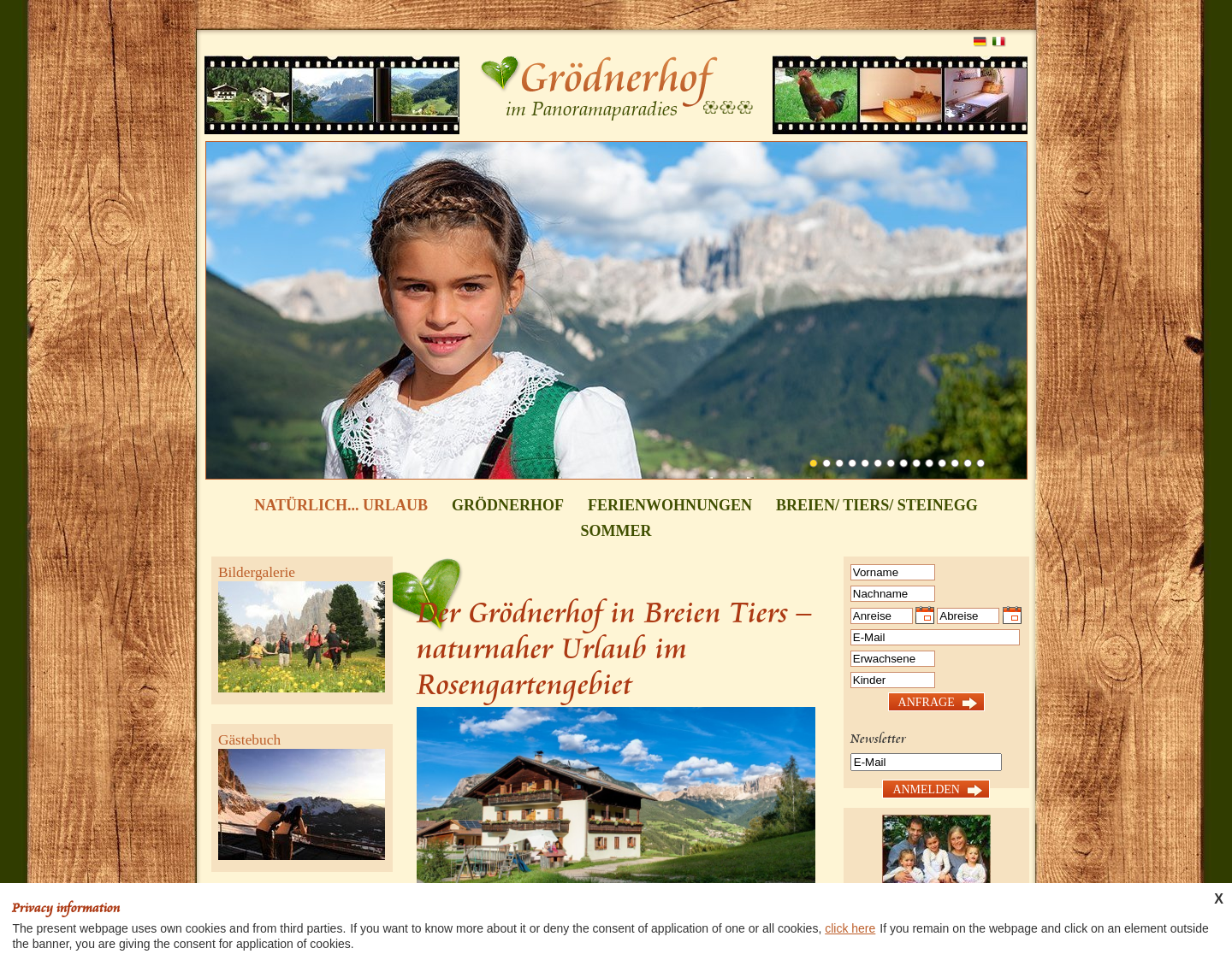 Aktuelle Website-Vorschau von Grödnerhof - Ferienwohnungen Tiers