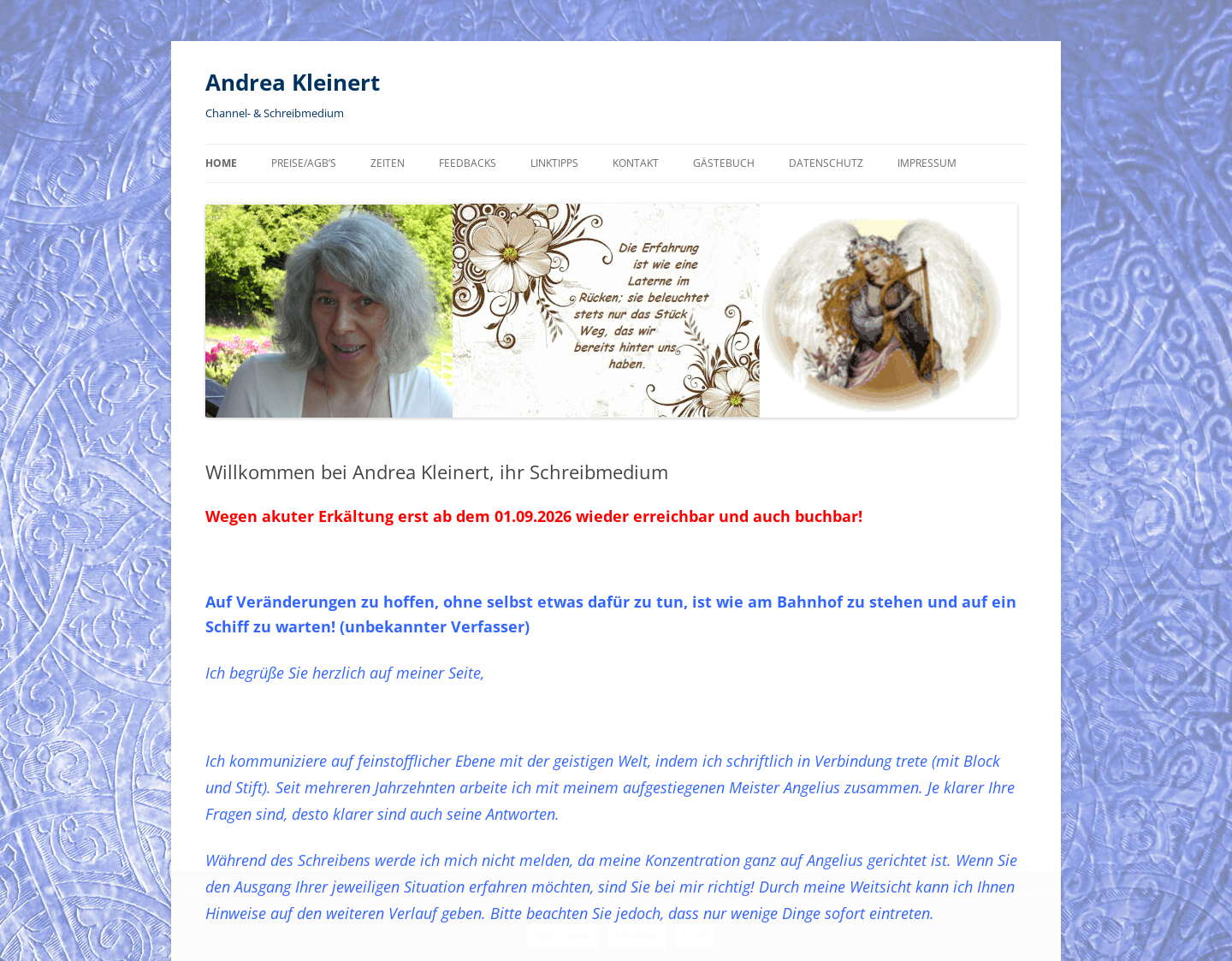 Aktuelle Website-Vorschau von Schreibmedium Andrea Kleinert