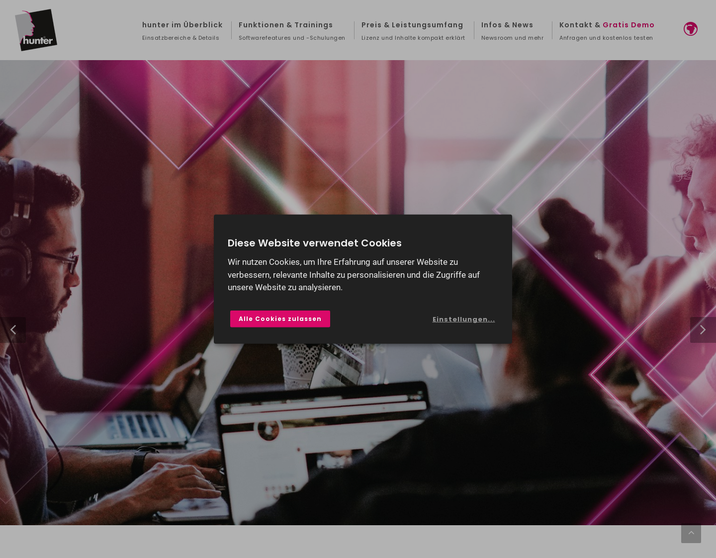 Aktuelle Website-Vorschau von hunter - Personalberater-Software