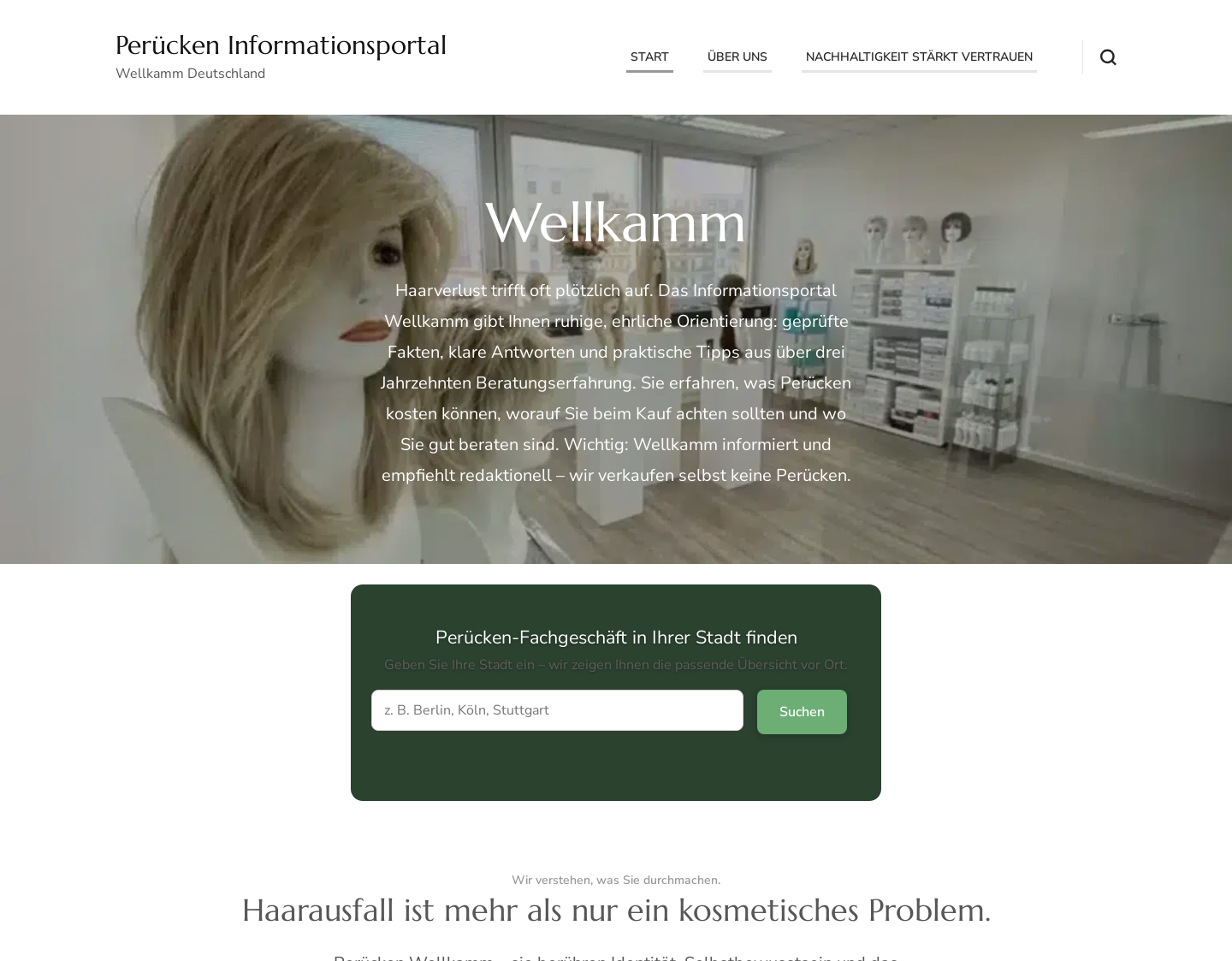 Aktuelle Website-Vorschau von Perücken Fachstudio Wellkamm