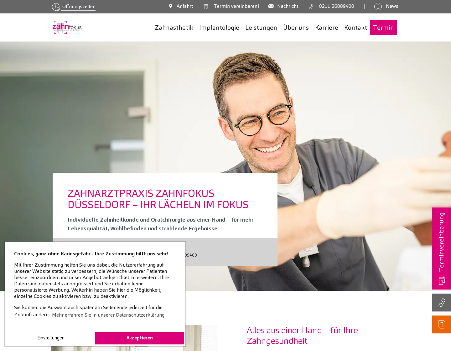 Aktuelle Website-Vorschau von Zahnfokus