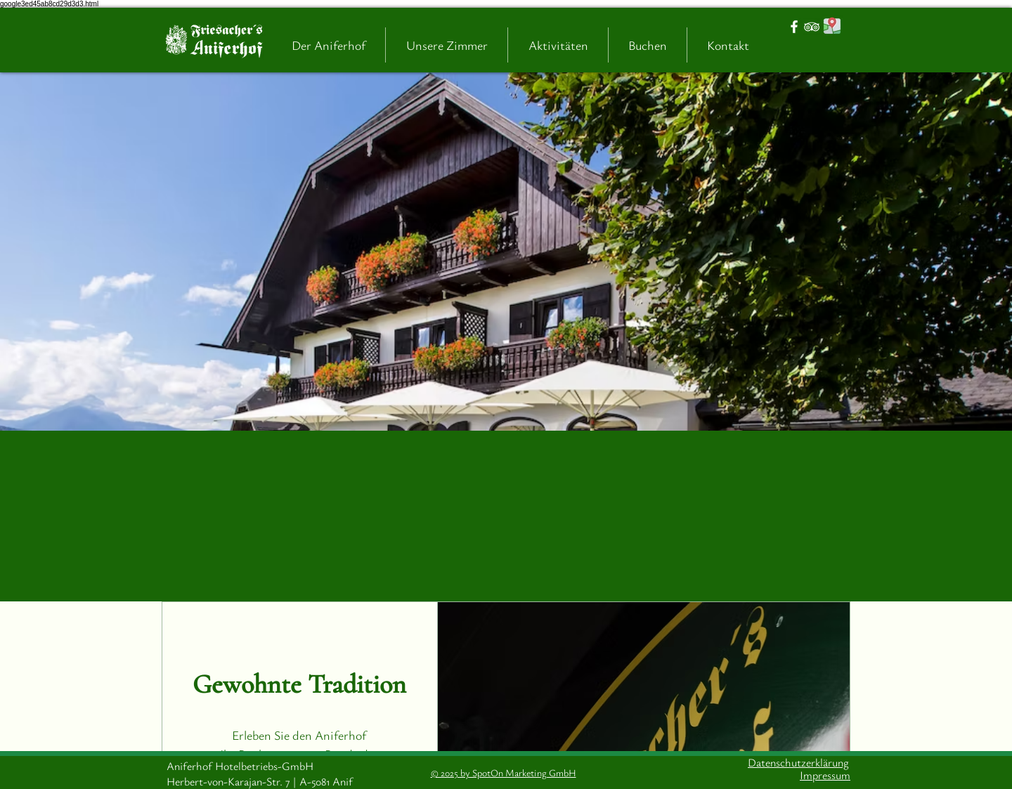 Aktuelle Website-Vorschau von Friesacher´s Aniferhof Hotel
