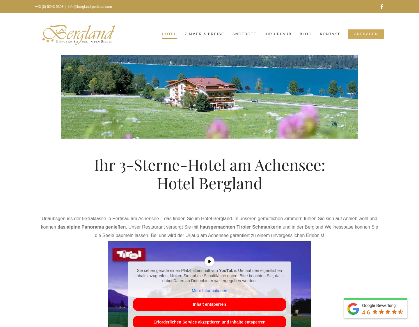 Aktuelle Website-Vorschau von 3 Sterne Hotel Bergland am Achensee