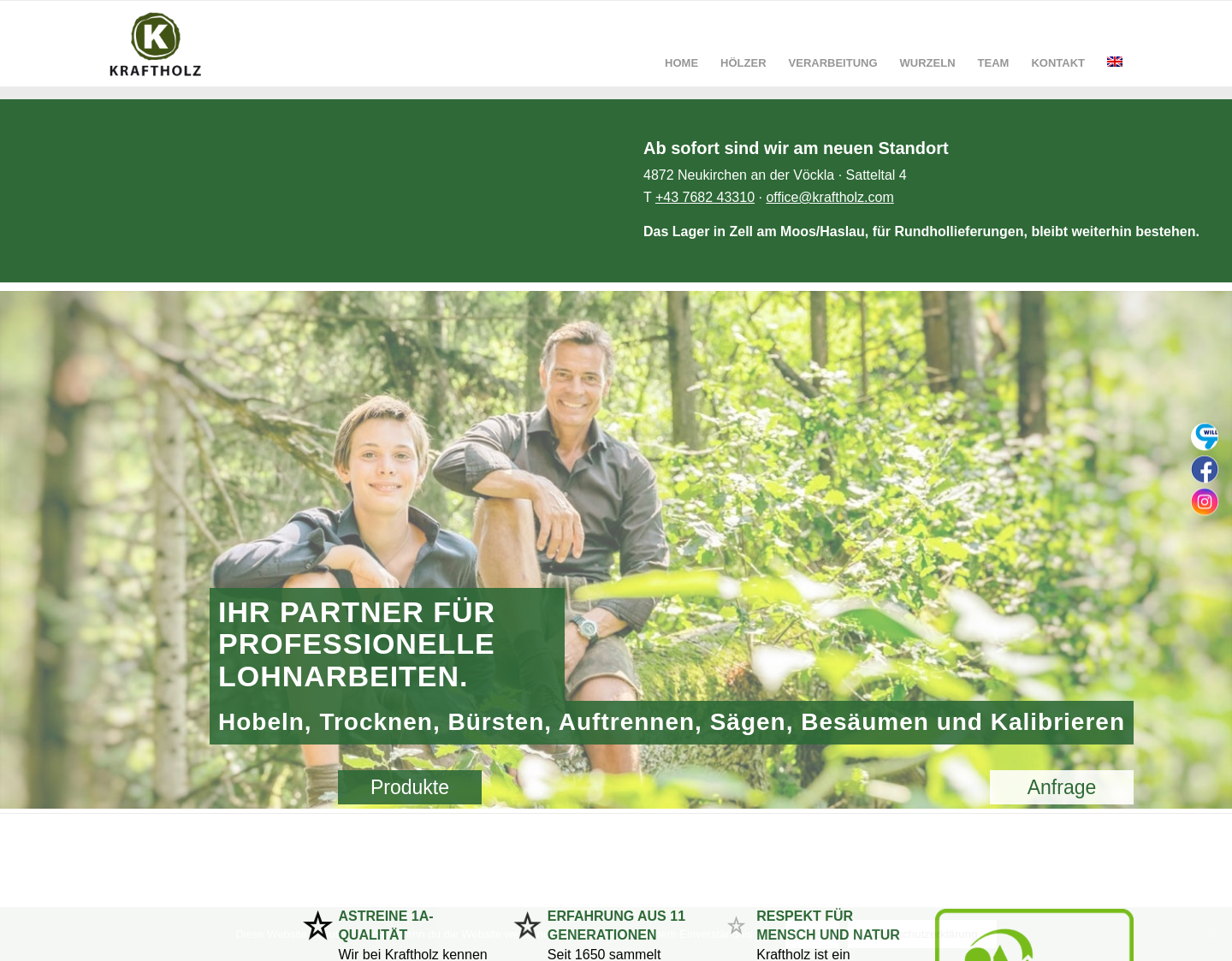 Aktuelle Website-Vorschau von Kraftholz Holzeinkauf, Holzverkauf