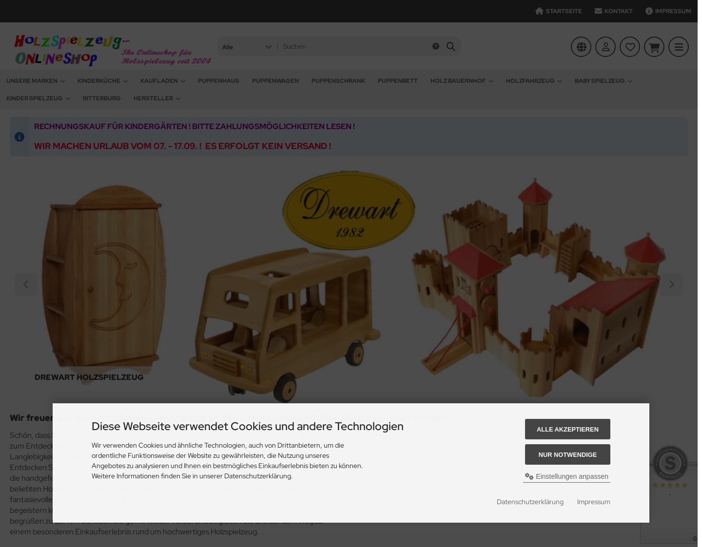 Aktuelle Website-Vorschau von Onlineshop-Holzspielzeug