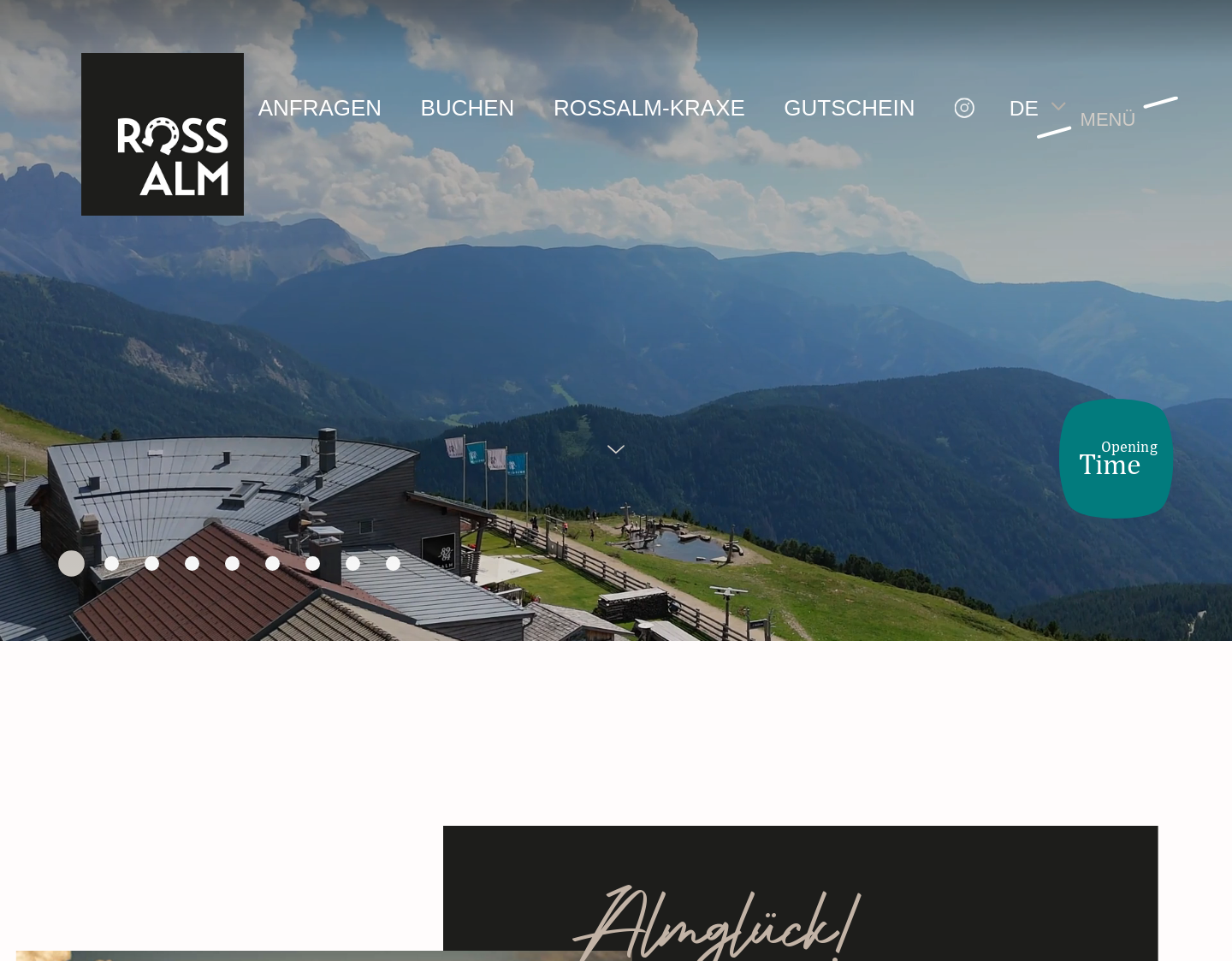 Aktuelle Website-Vorschau von Rossalm auf der Plose in Südtirol
