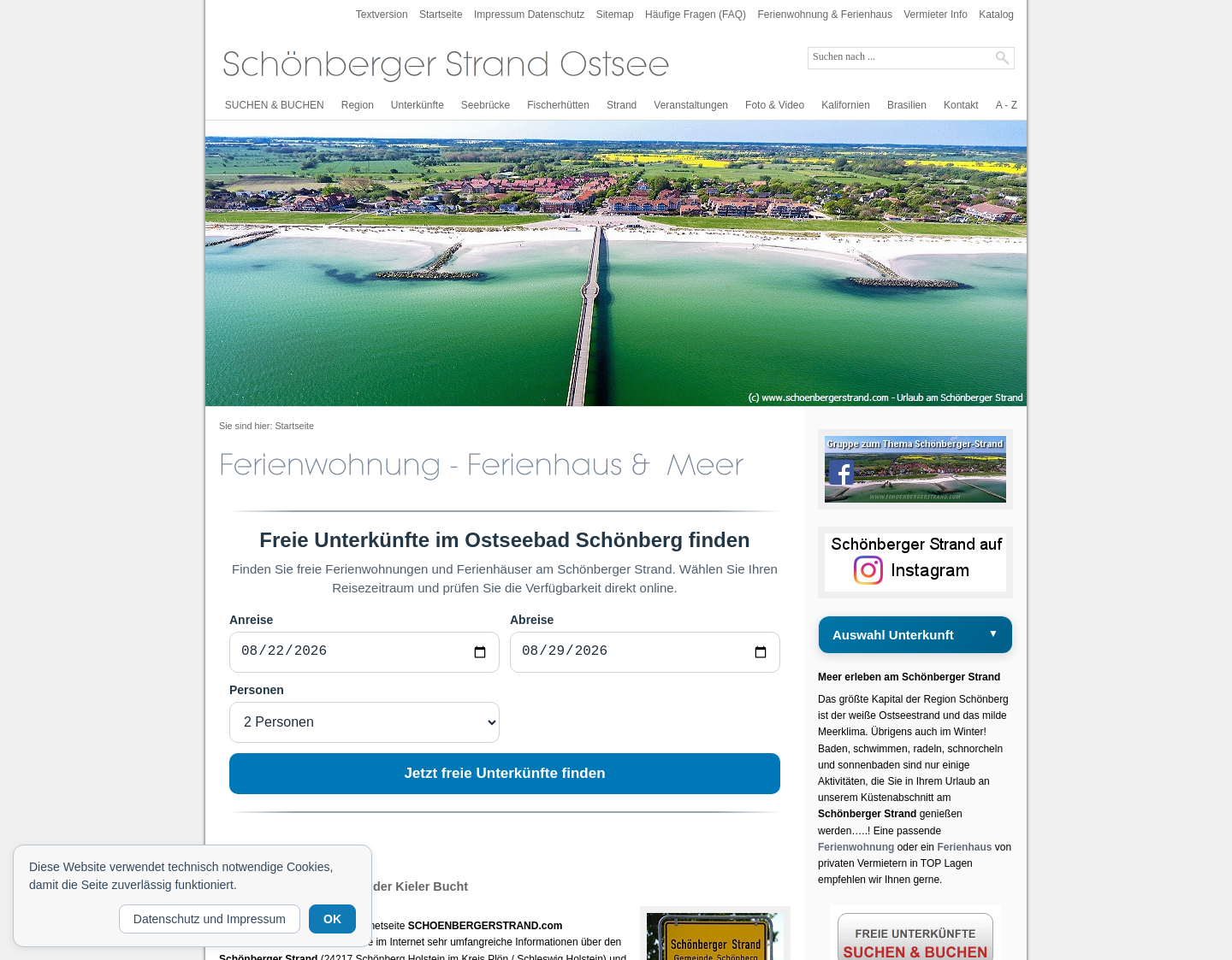 Aktuelle Website-Vorschau von Urlaub am Schönberger Strand