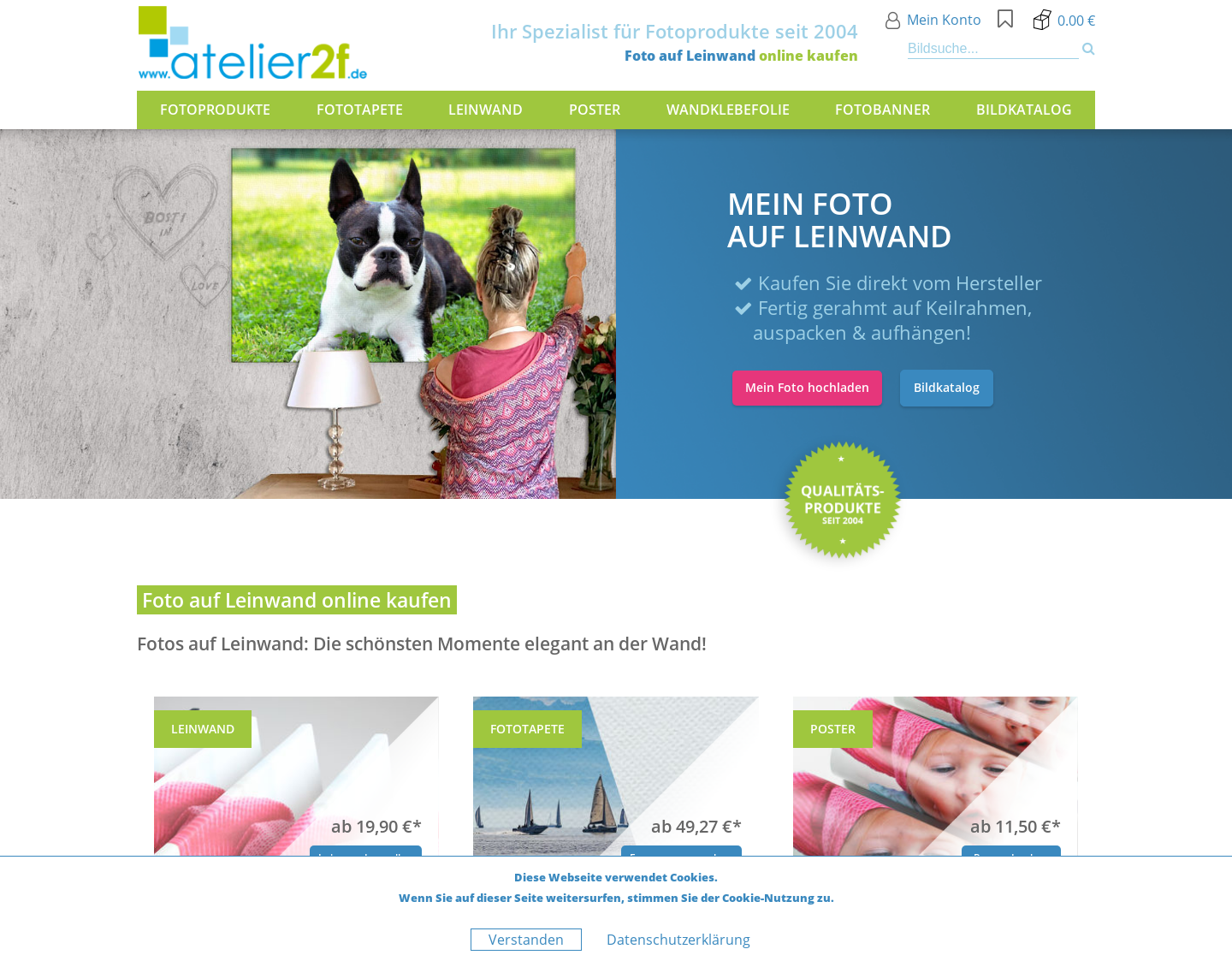 Aktuelle Website-Vorschau von Bilder auf Leinwand