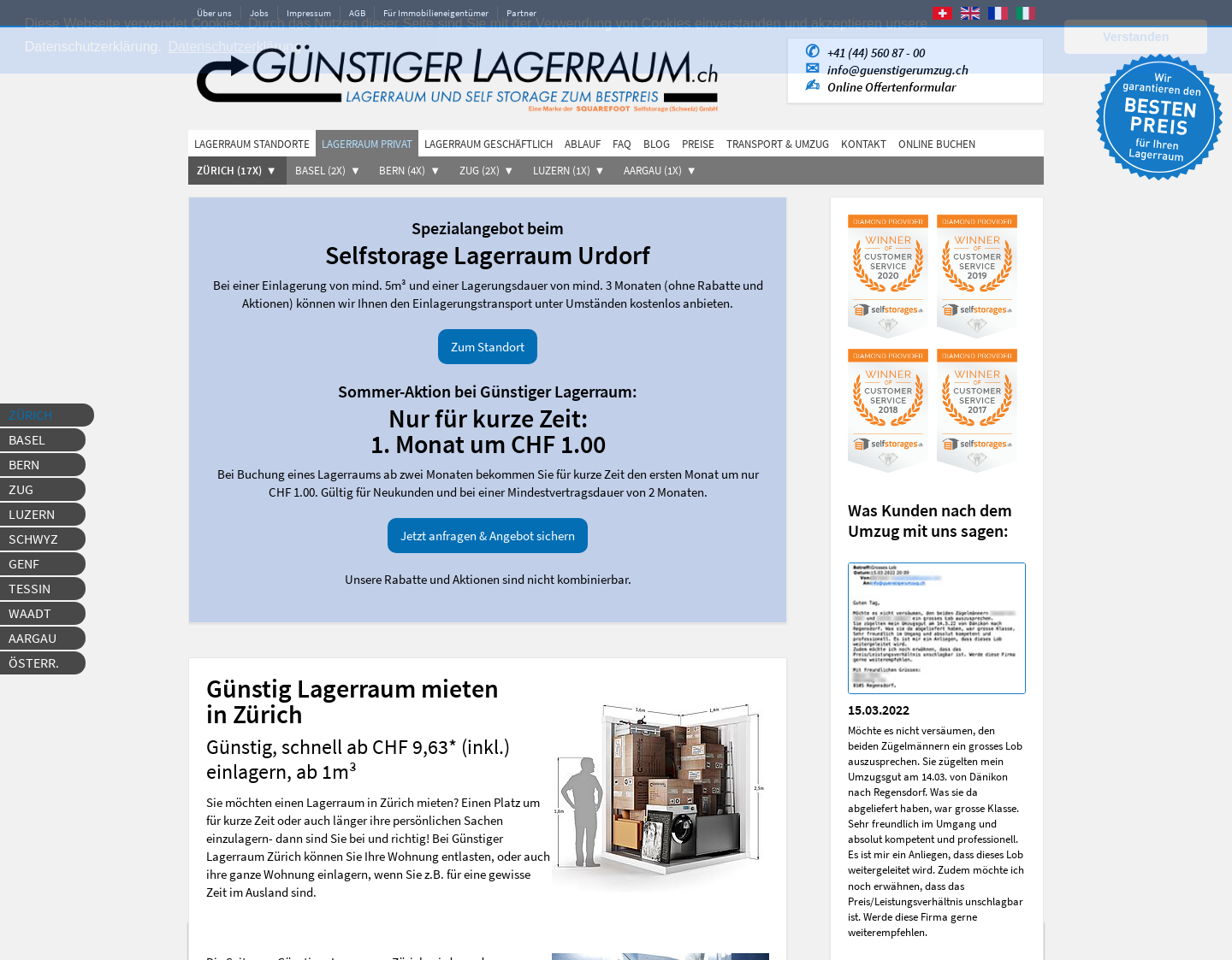 Aktuelle Website-Vorschau von Günstig Lagerräume mieten