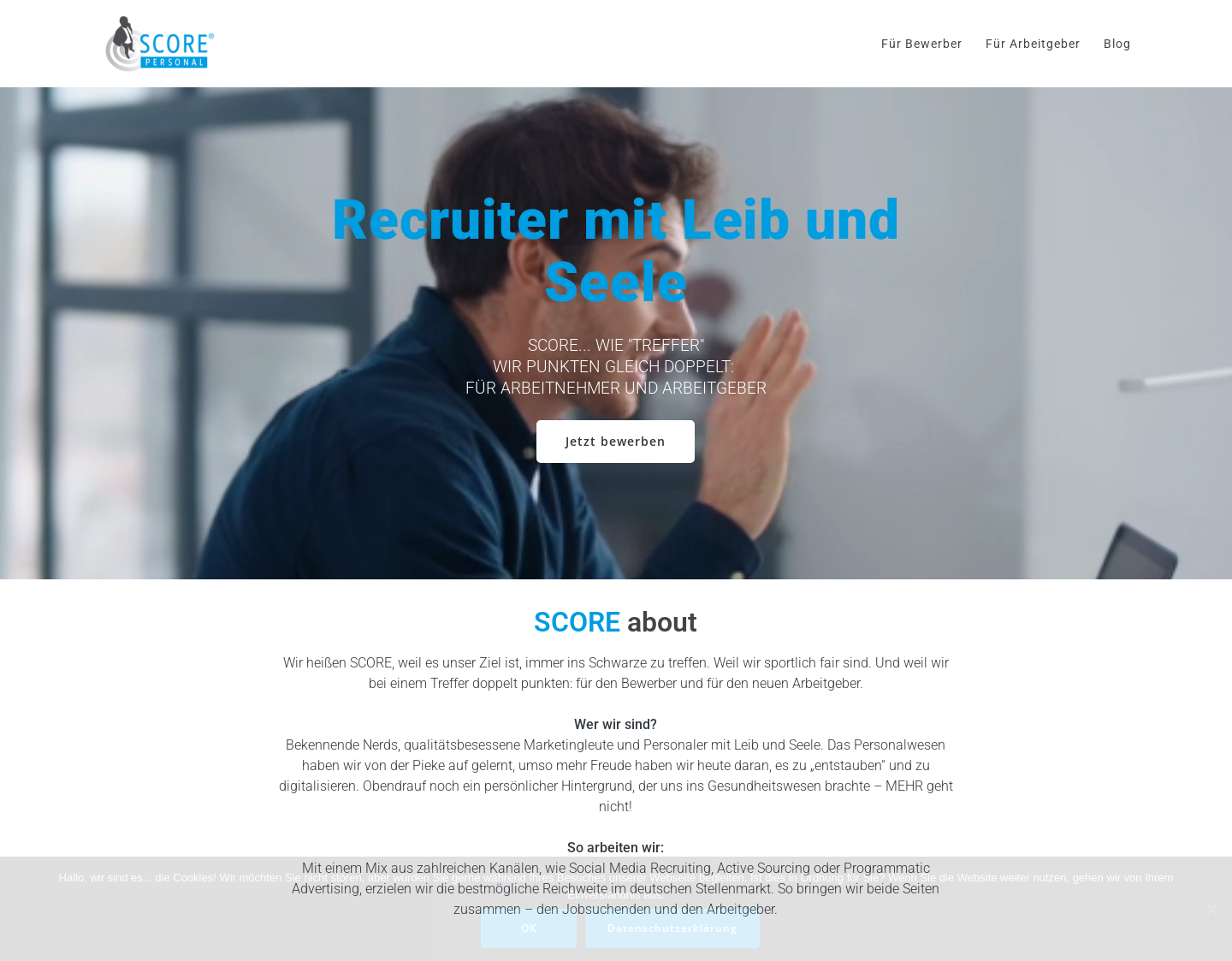 Aktuelle Website-Vorschau von SCORE Personal