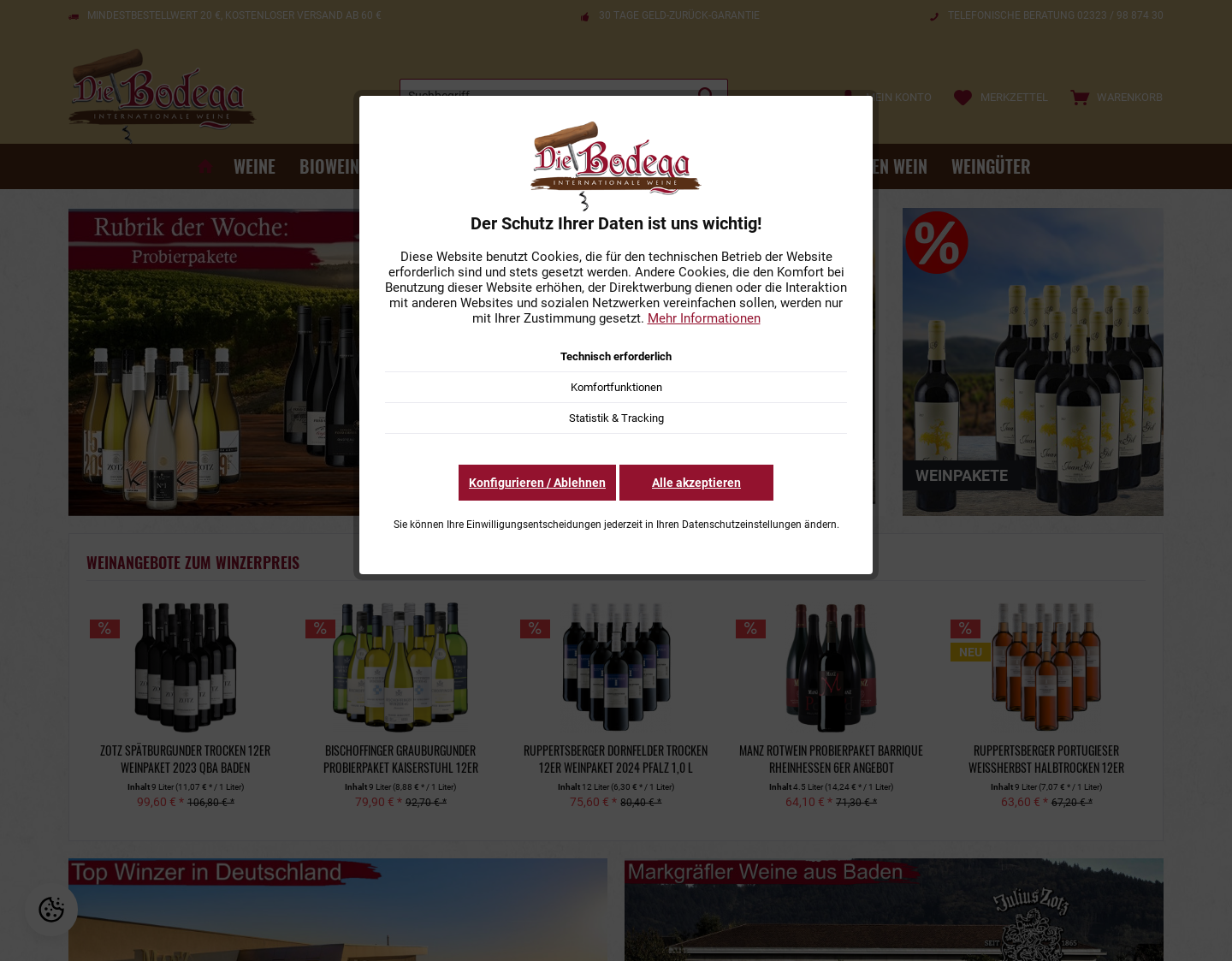 Aktuelle Website-Vorschau von Die Bodega online Weinhandel