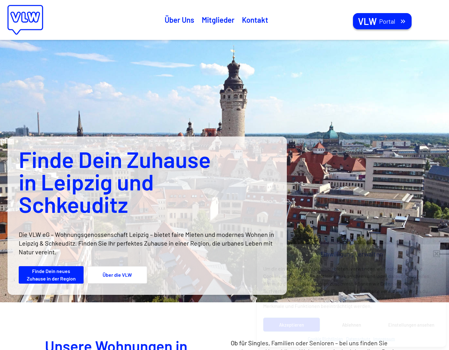 Aktuelle Website-Vorschau von Wohnungsgenossenschaft VLW eG