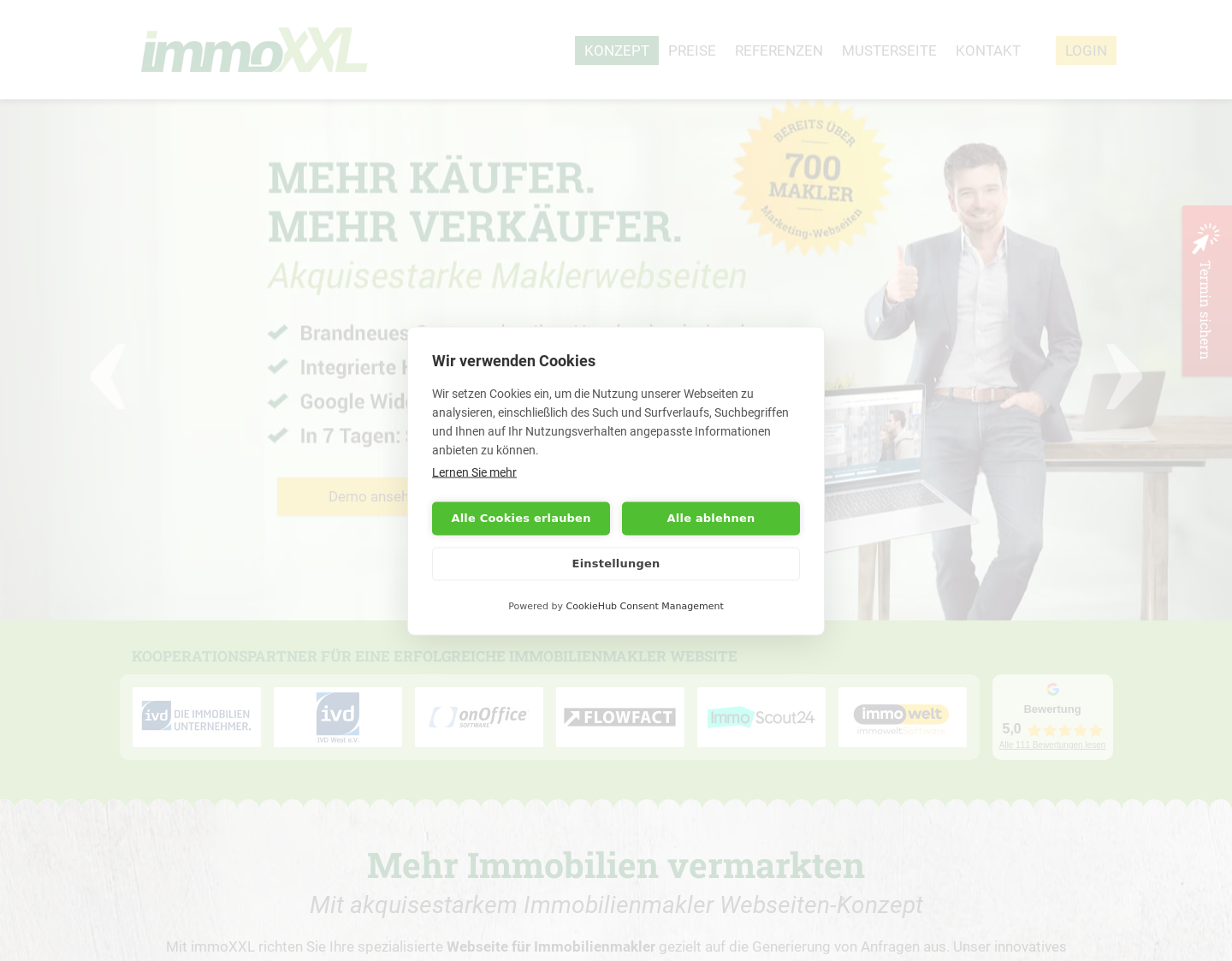 Aktuelle Website-Vorschau von Makler Immobilien Software
