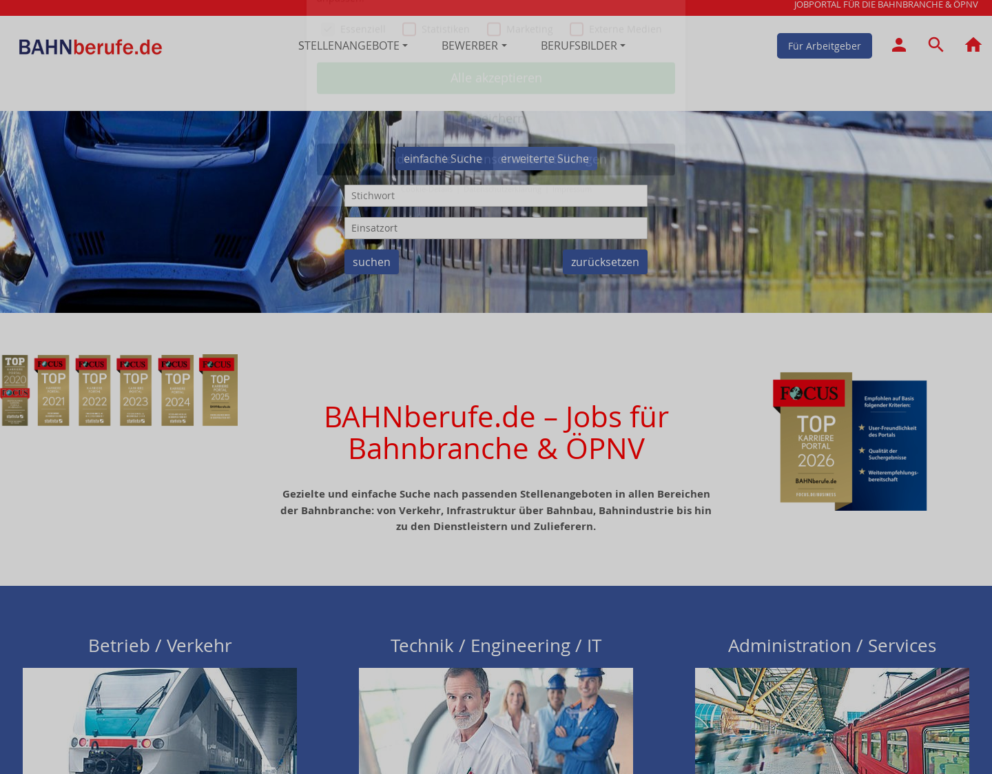 Aktuelle Website-Vorschau von Stellenmarkt Eisenbahn / ÖPNV