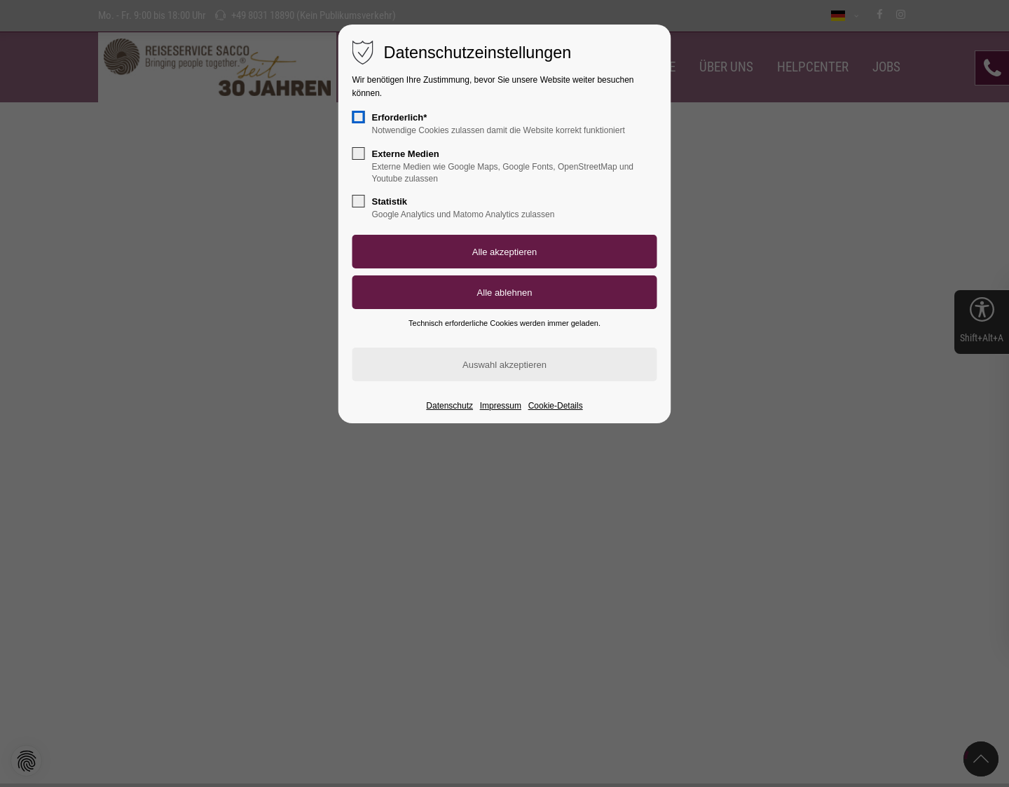 Aktuelle Website-Vorschau von Ethnic Travel - Reiseservice-sacco