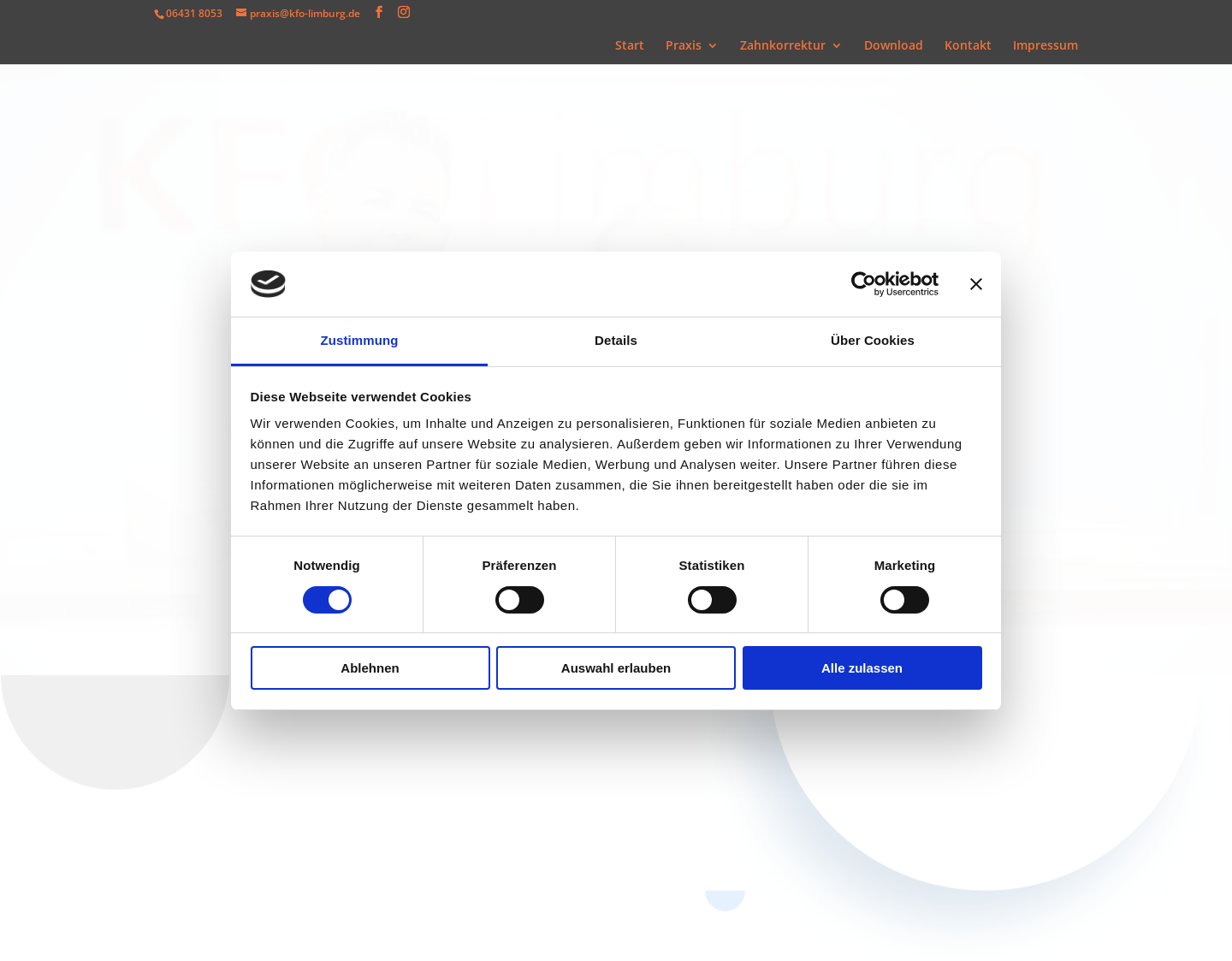Aktuelle Website-Vorschau von KFO Limburg