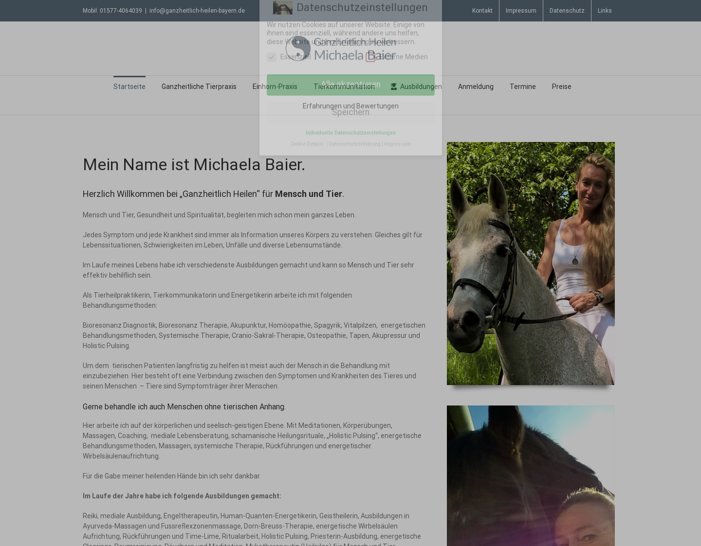 Aktuelle Website-Vorschau von Tierheilpraktikerin Michaela Baier