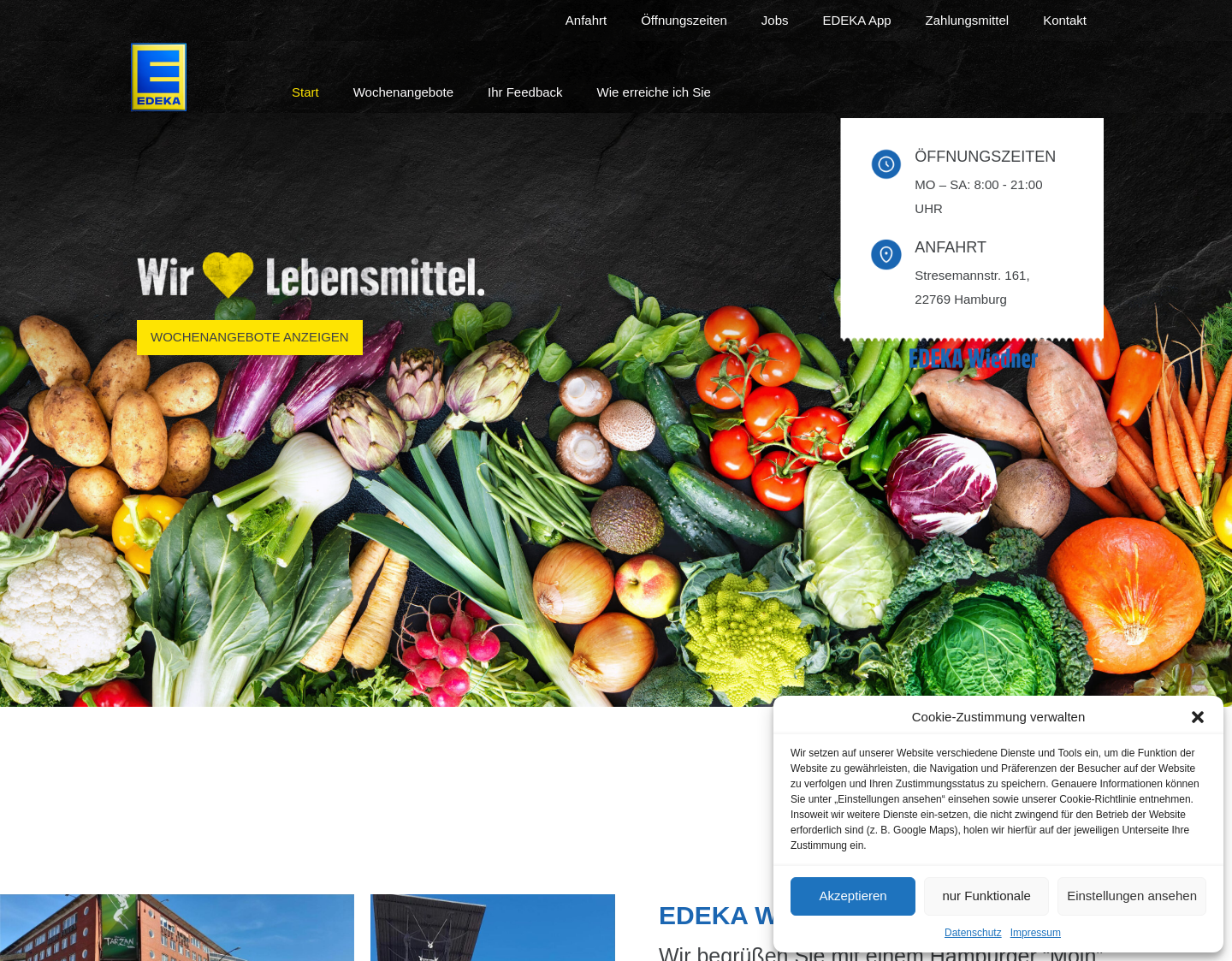 Aktuelle Website-Vorschau von Edeka Hamburg