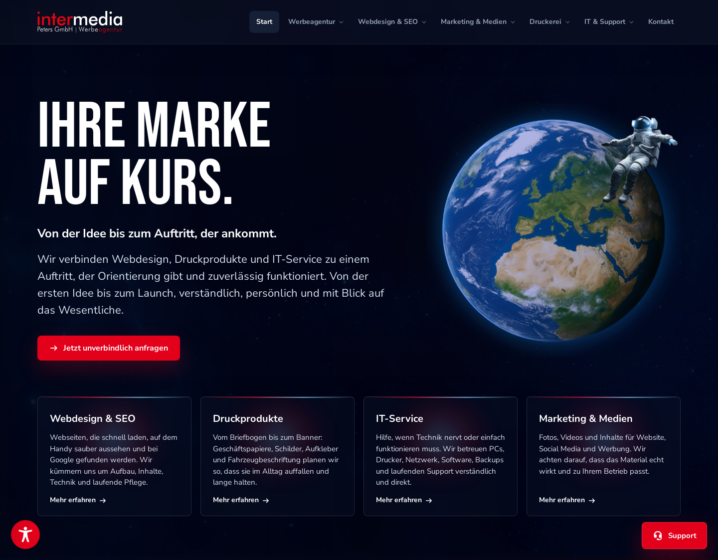 Aktuelle Website-Vorschau von intermedia Peters GmbH | Werbeagentur