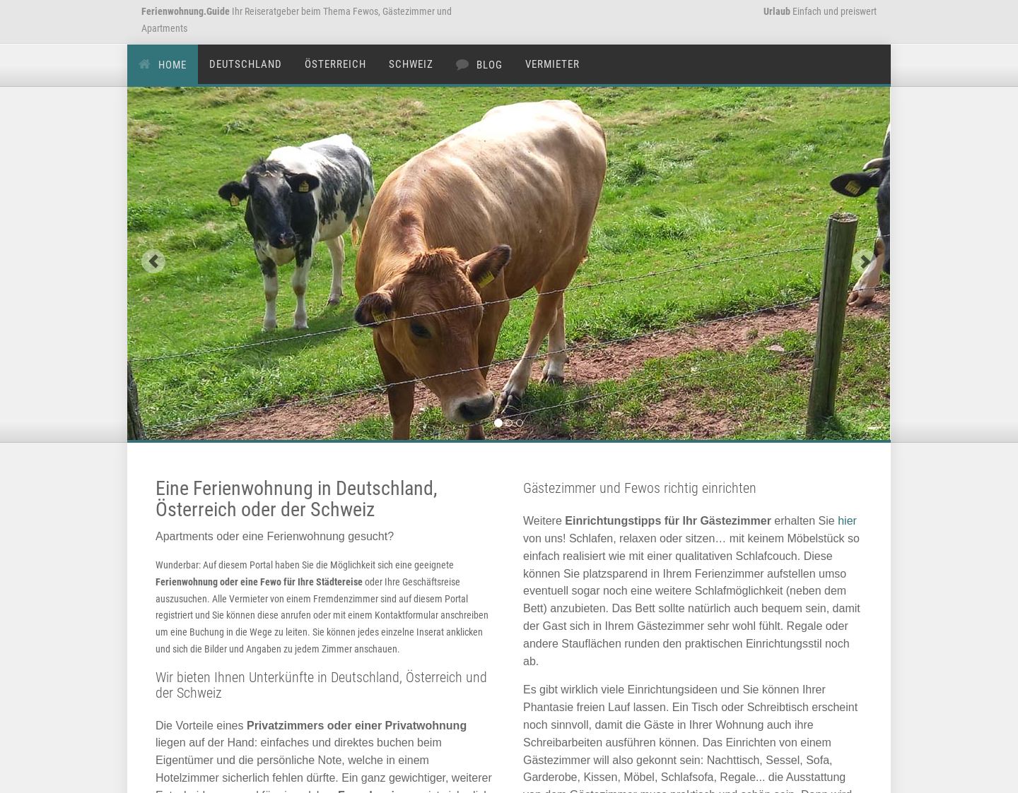Aktuelle Website-Vorschau von Gästezimmer