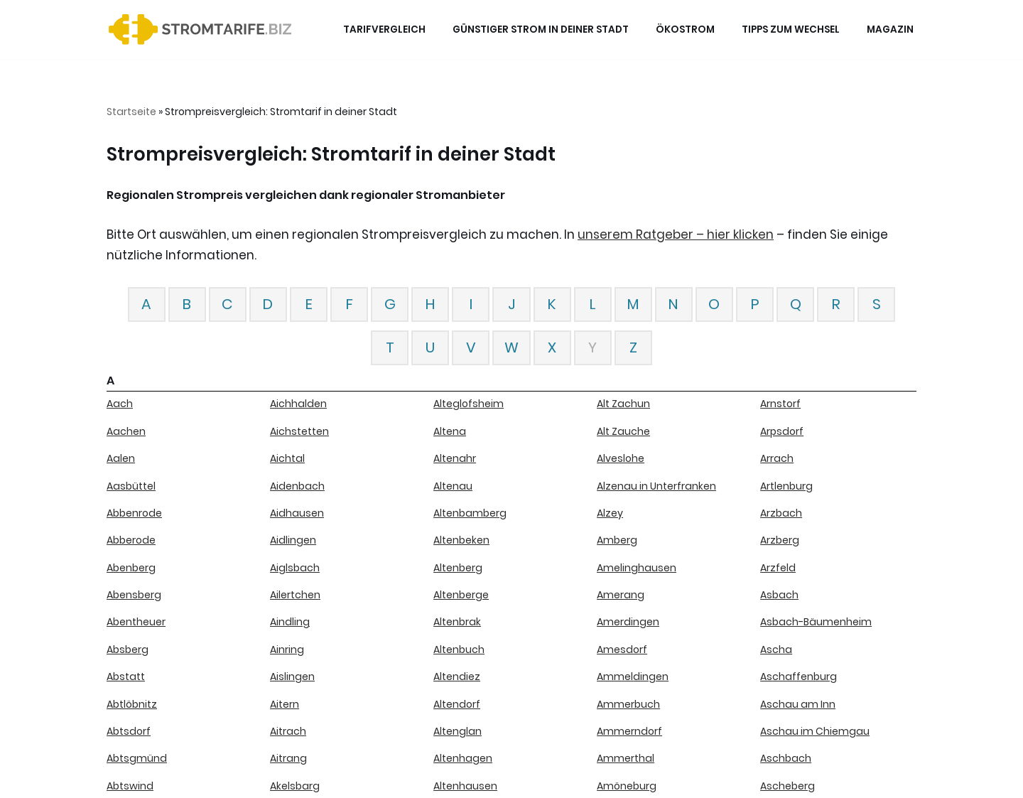 Aktuelle Website-Vorschau von Kostenloser online Energievergleiche