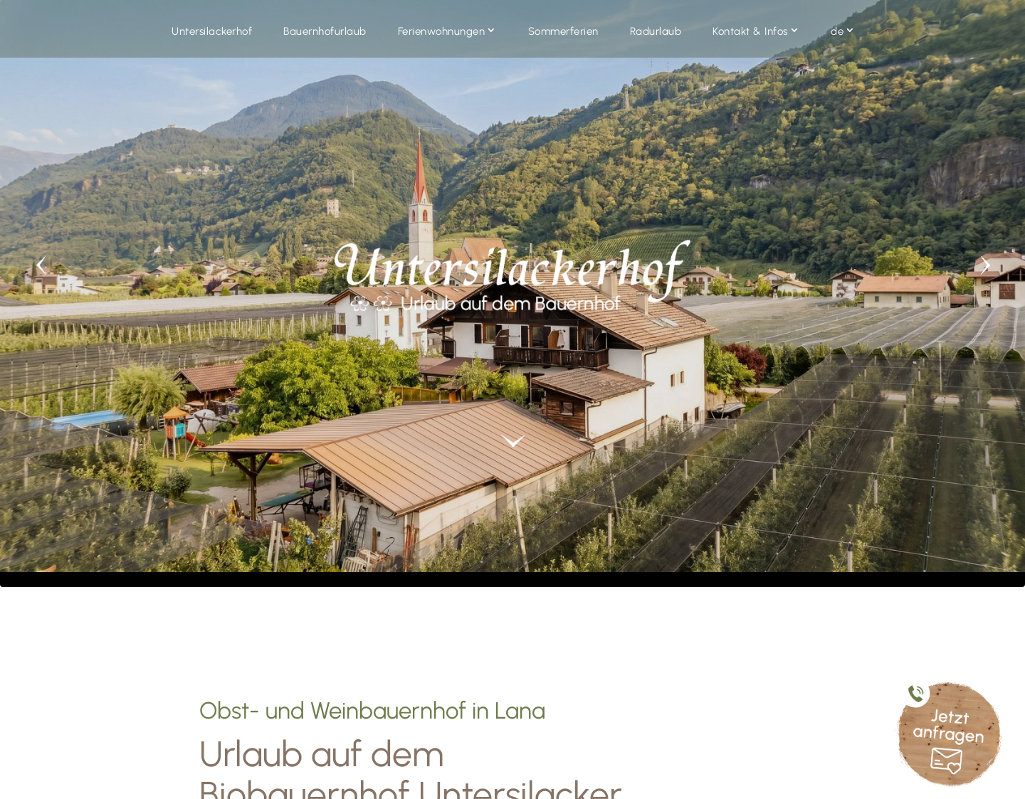 Aktuelle Website-Vorschau von Urlaub am Untersilackerhof in Lana
