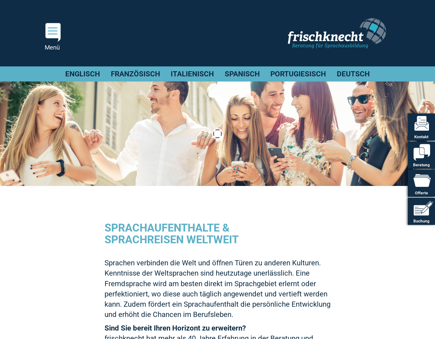 Aktuelle Website-Vorschau von Sprachaufenthalte weltweit