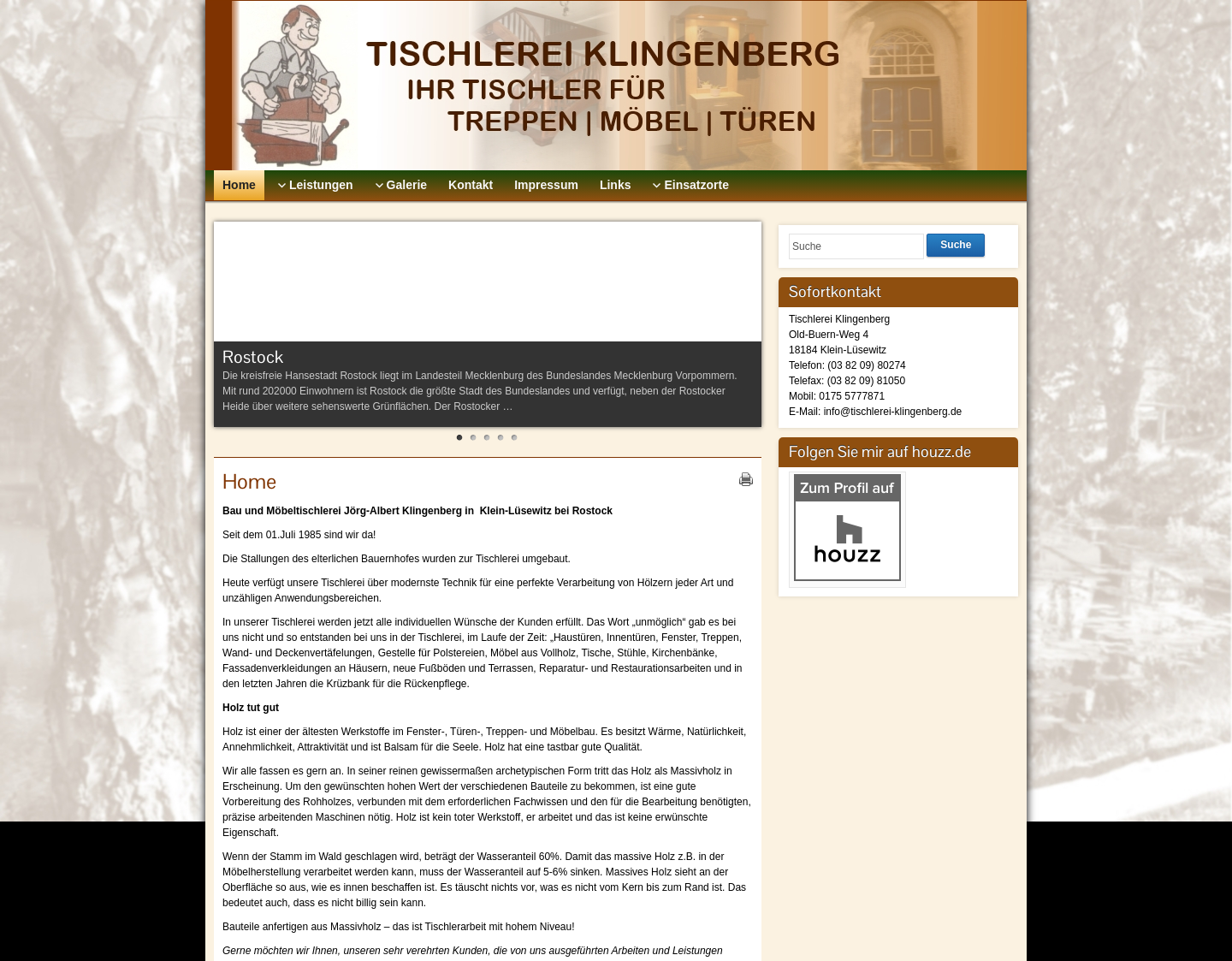 Aktuelle Website-Vorschau von Tischlerei Klingenberg