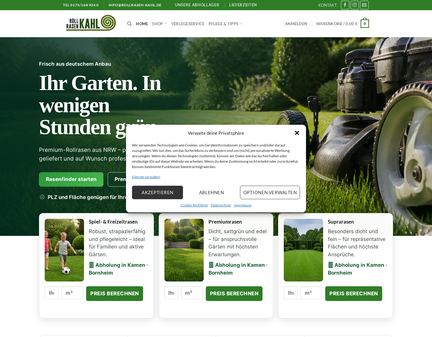 Aktuelle Website-Vorschau von Rollrasen Service Kahl